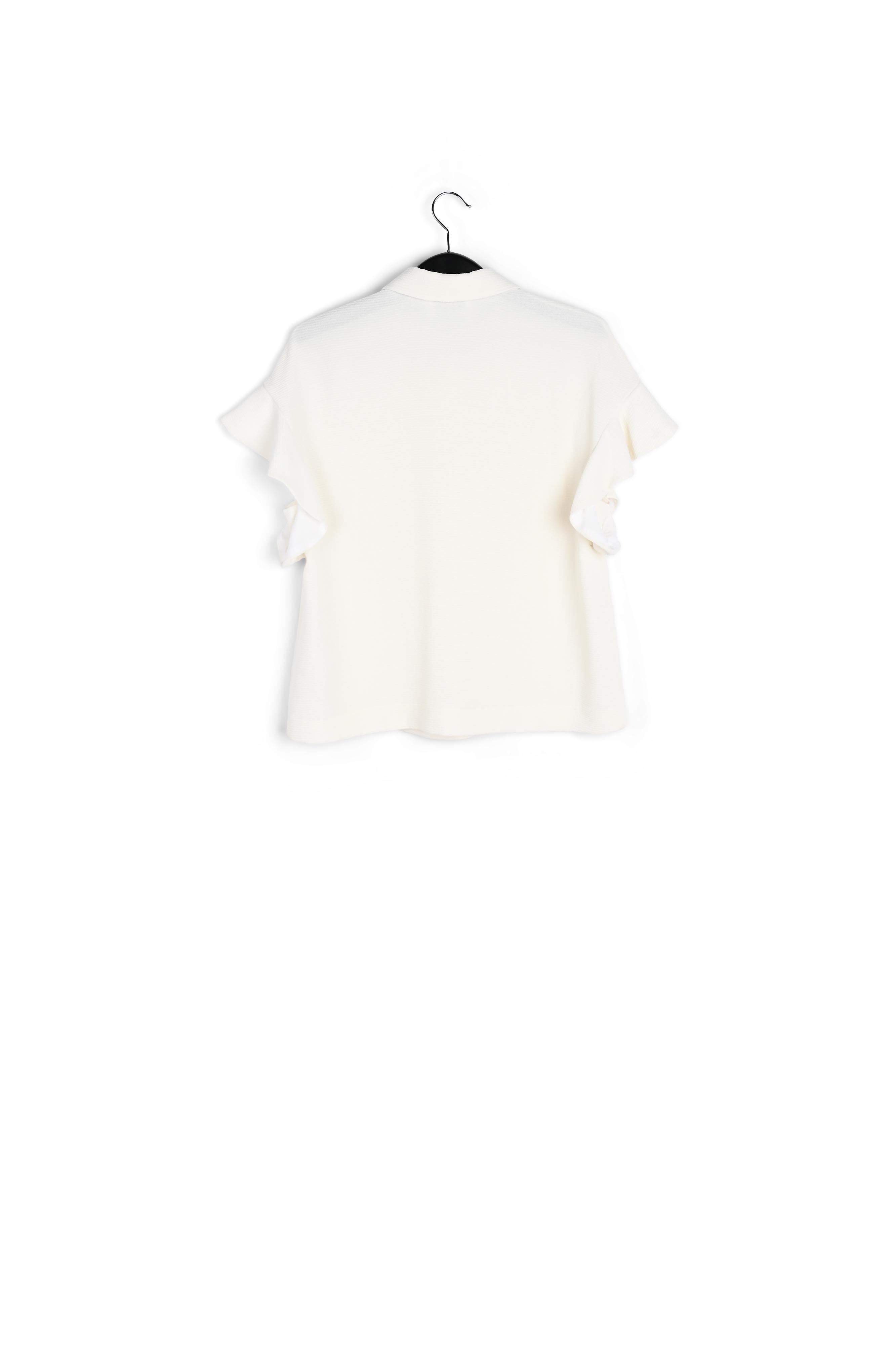 Blue floral short sleeve top with ruffles RE—SSENTIEL second-hand photo 2