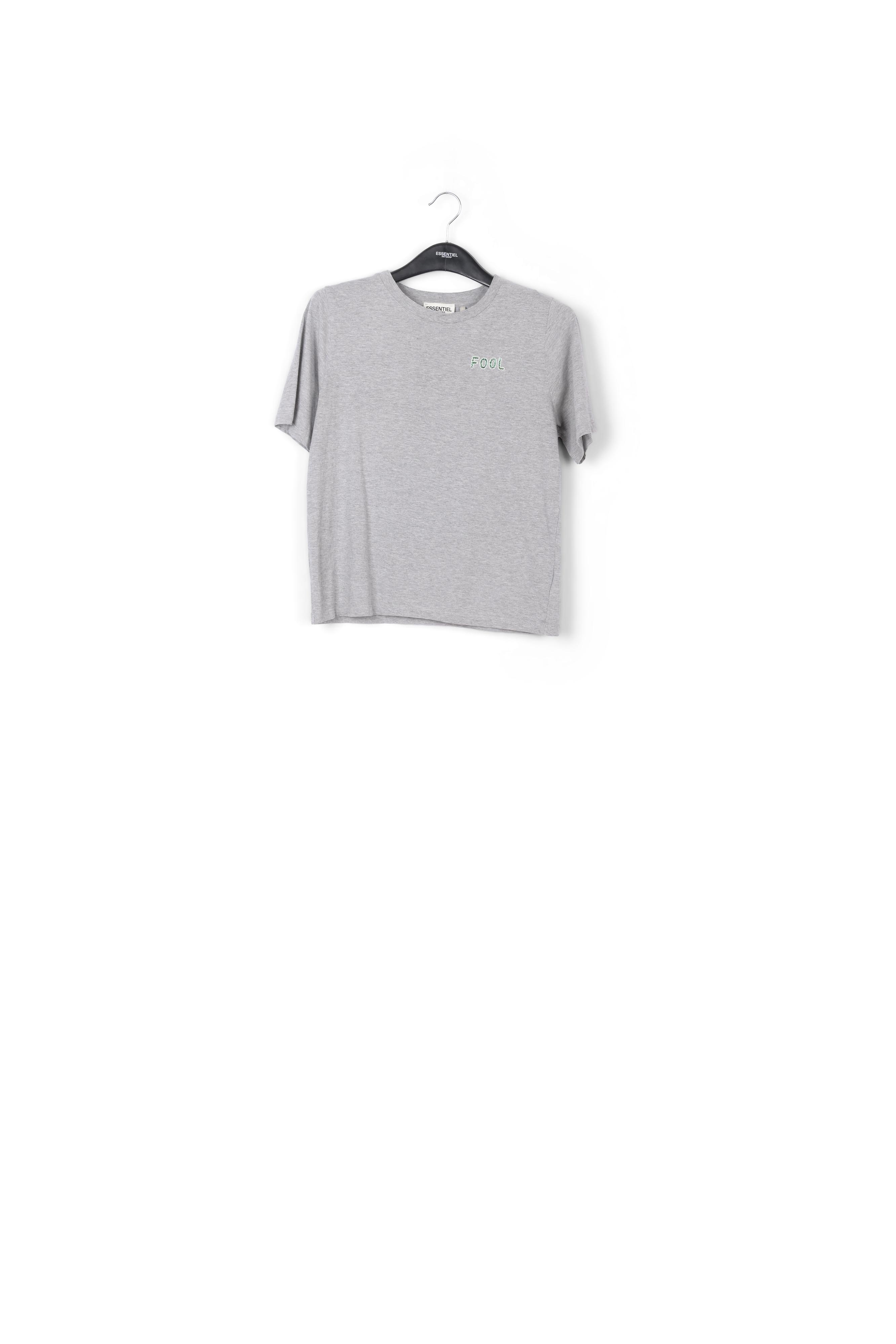 T-shirt en coton gris avec perles RE—SSENTIEL seconde main photo 1