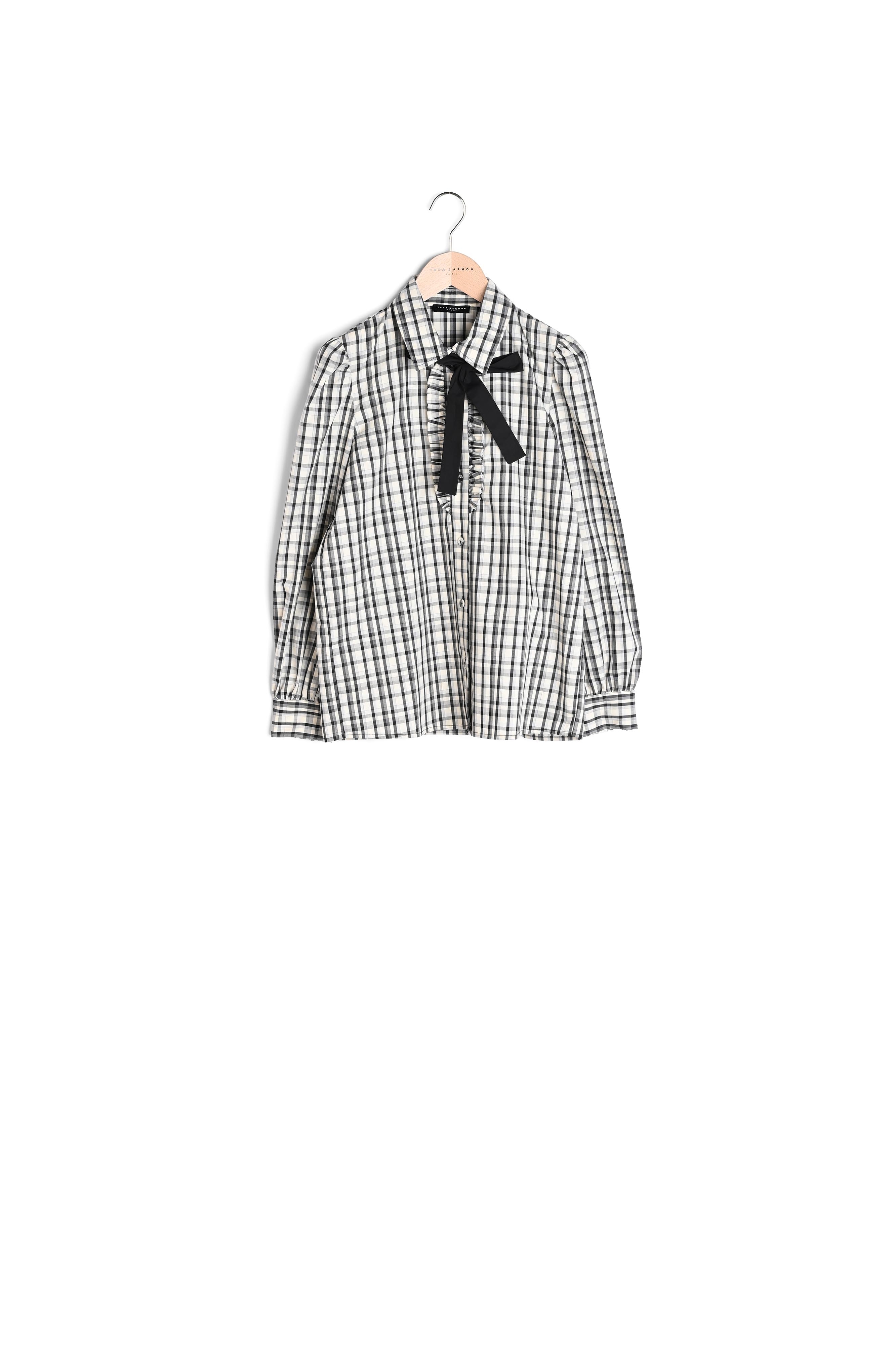 Chemise Cheri écrue à carreaux en popeline Tara Jarmon seconde main photo 6