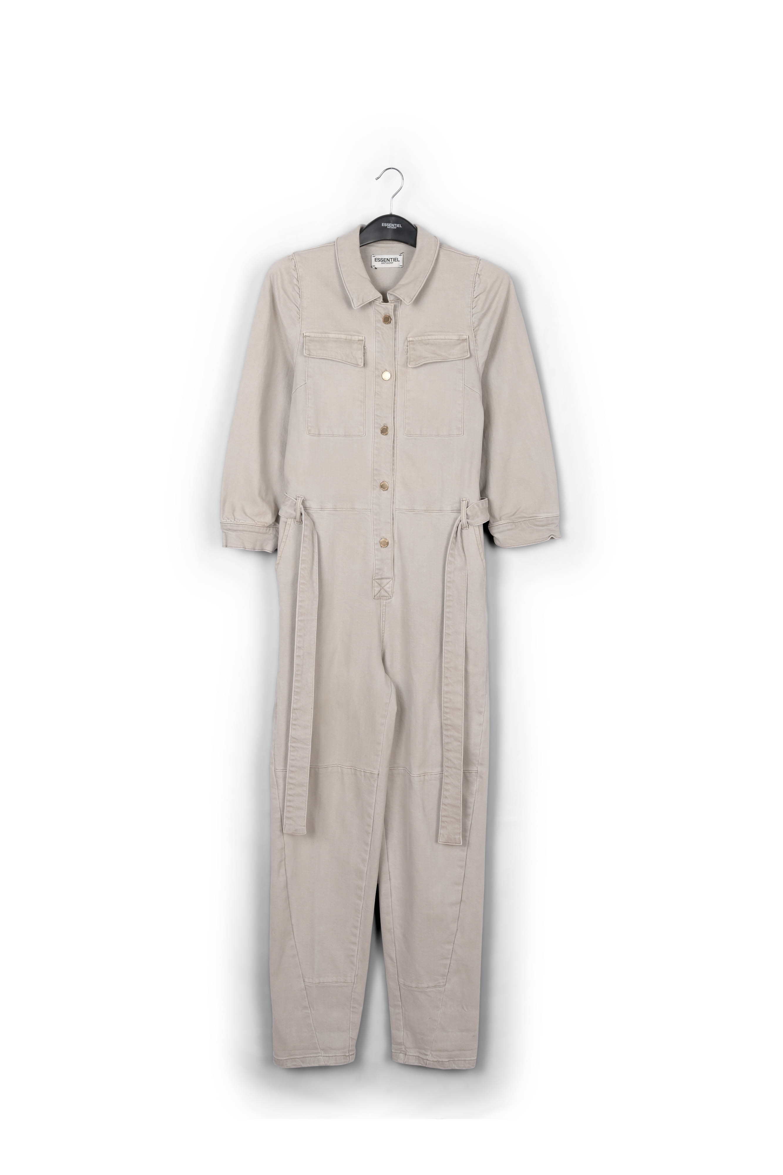 Beige belted denim jumpsuit RE—SSENTIEL second-hand photo 1