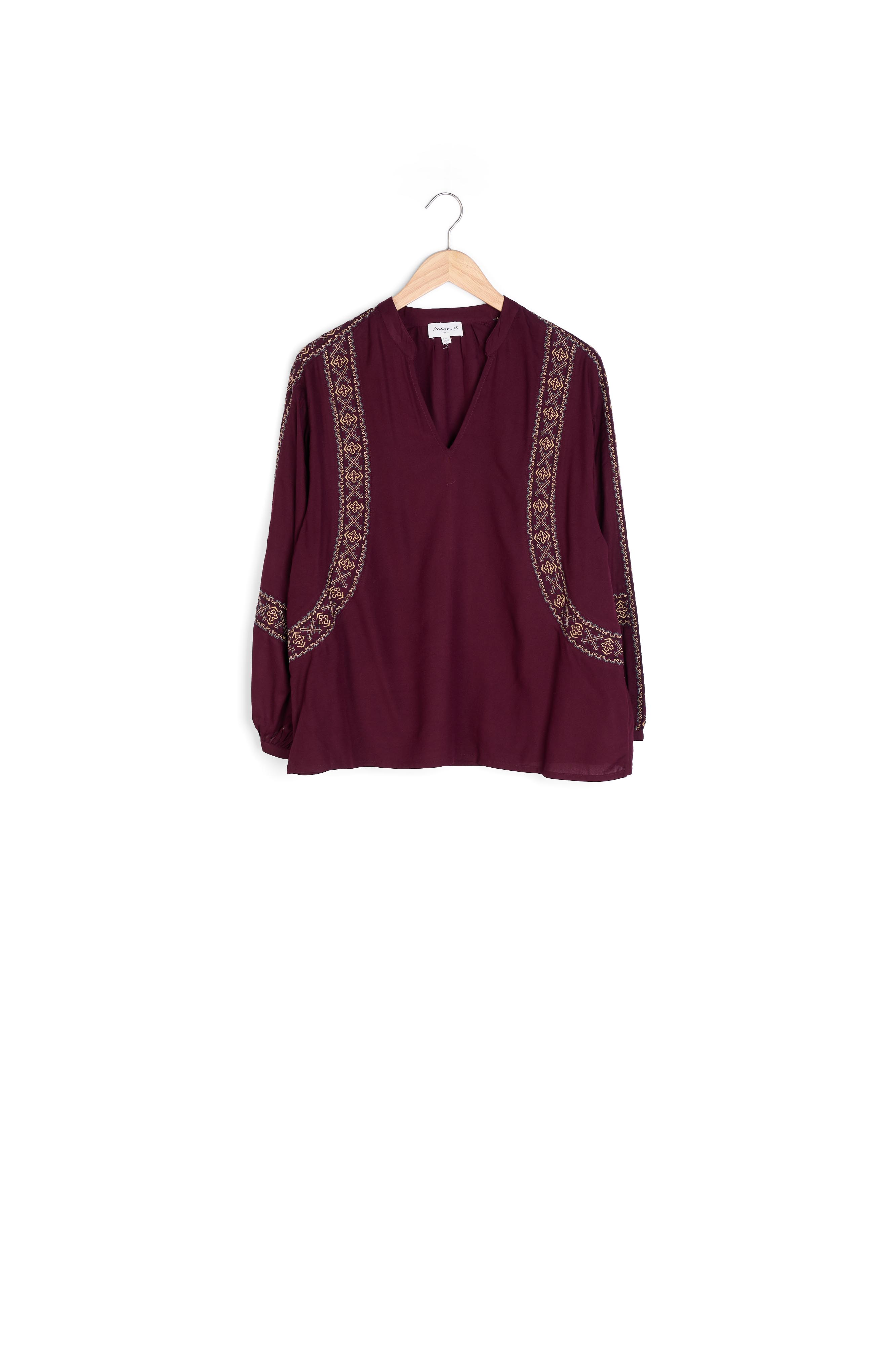 Blouse brodée bordeaux Caramba Maison 123 seconde main photo 3