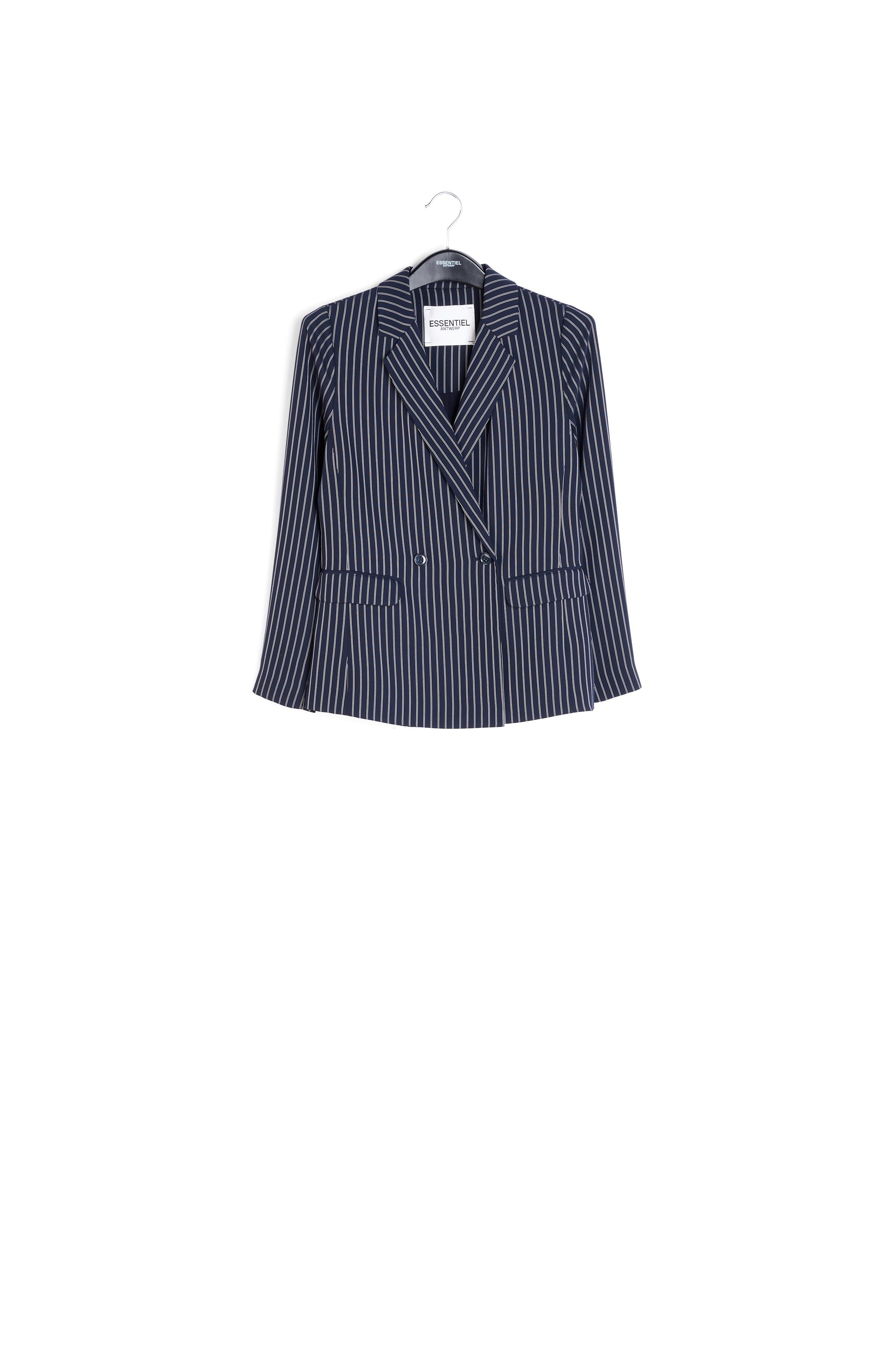 Donkerblauw vest met gebroken witte krijtstrepen RE—SSENTIEL tweedehands photo 1