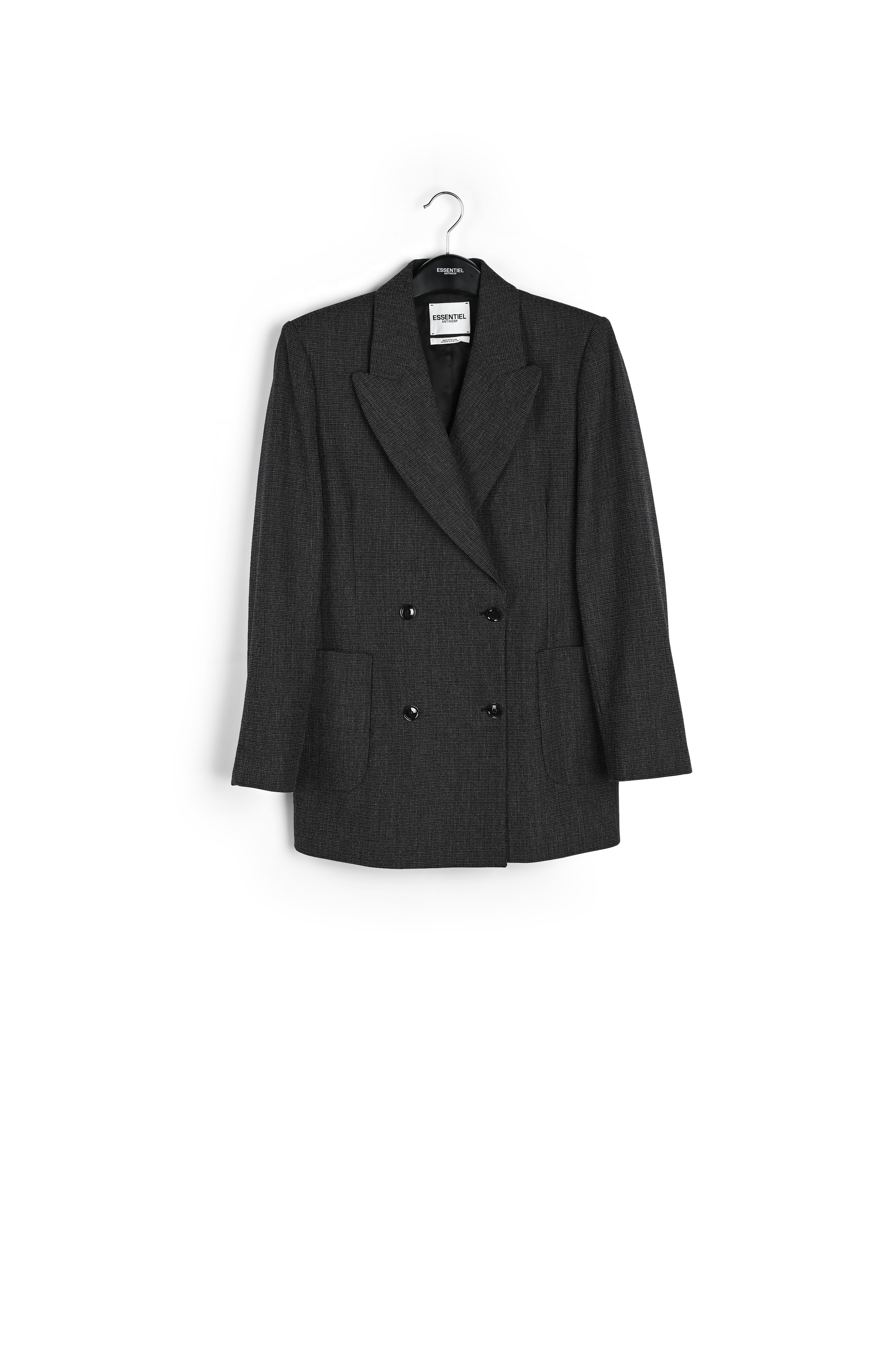 Veste noire croisée au motif microscopique RE—SSENTIEL seconde main photo 1