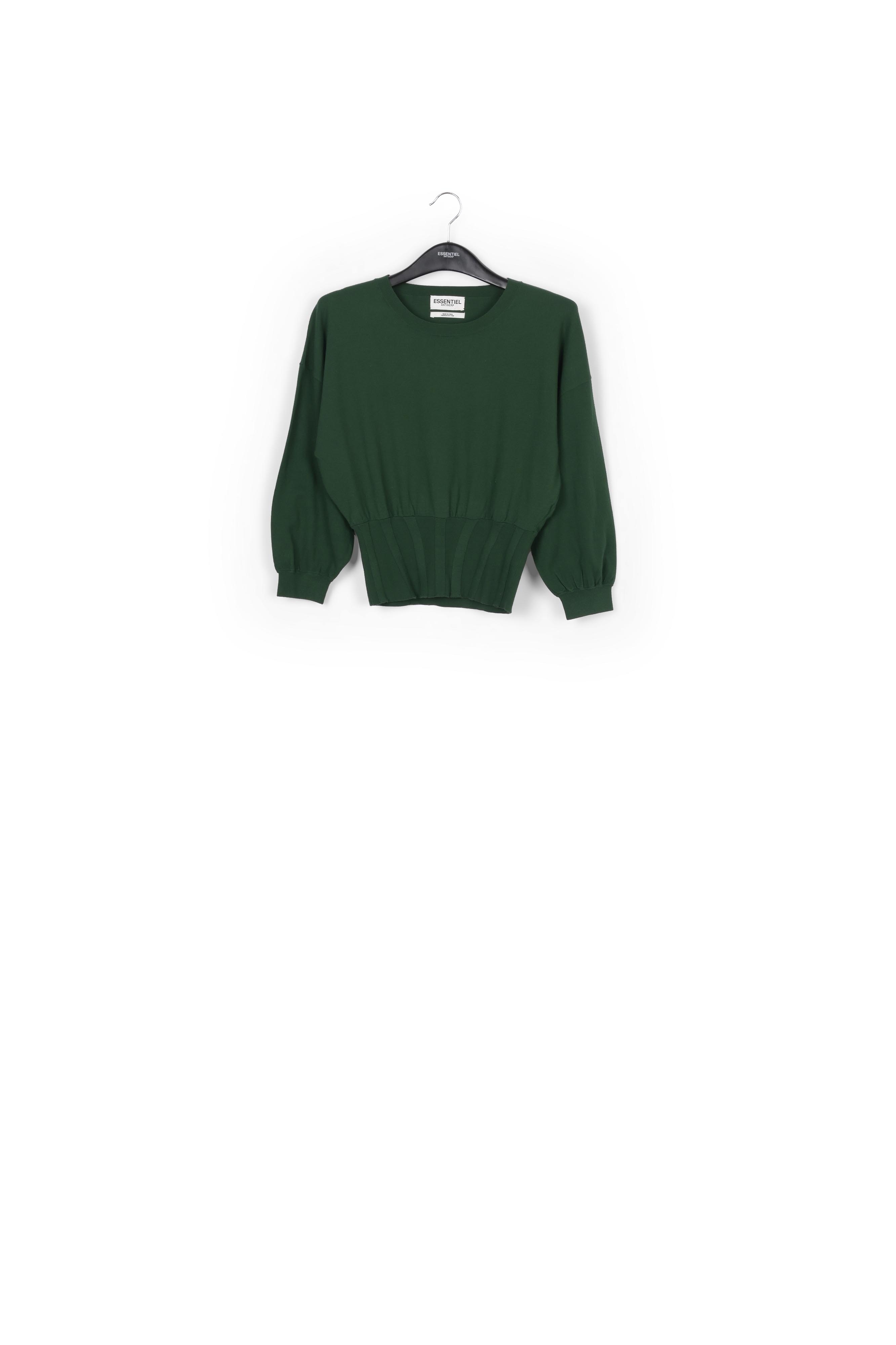 Dark green knitted sweater with fitted waist RE—SSENTIEL second-hand photo 1