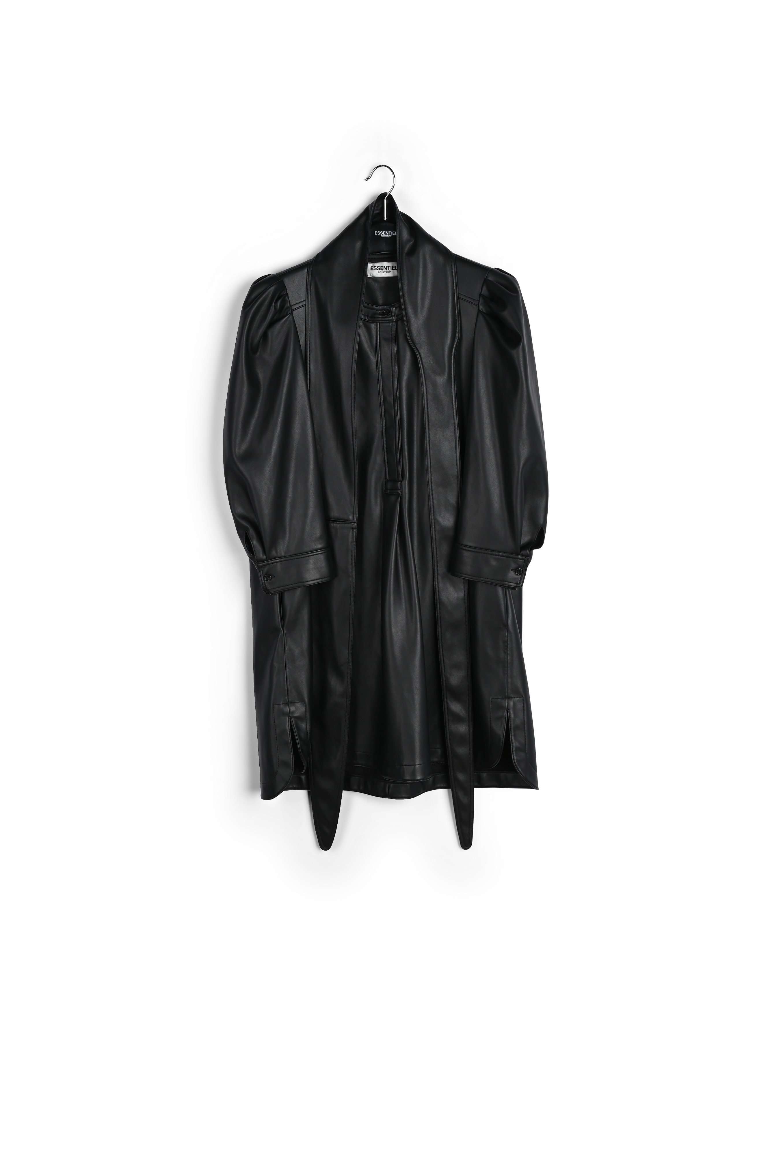 Zwarte faux leren mini-jurk met riem RE—SSENTIEL tweedehands photo 1