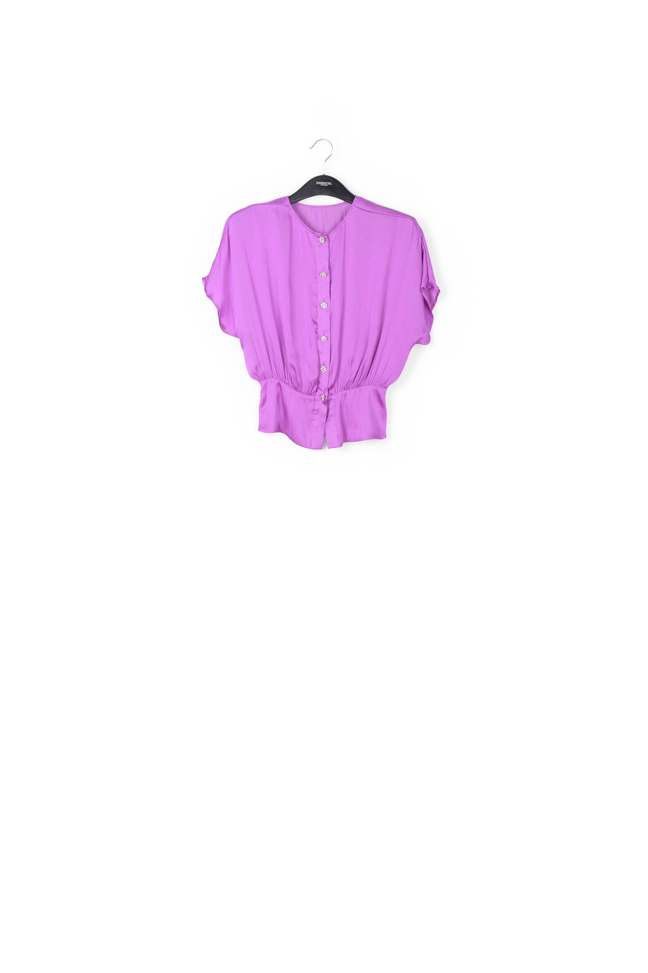Paarse top met korte mouwen en strasknopen RE—SSENTIEL tweedehands photo 1