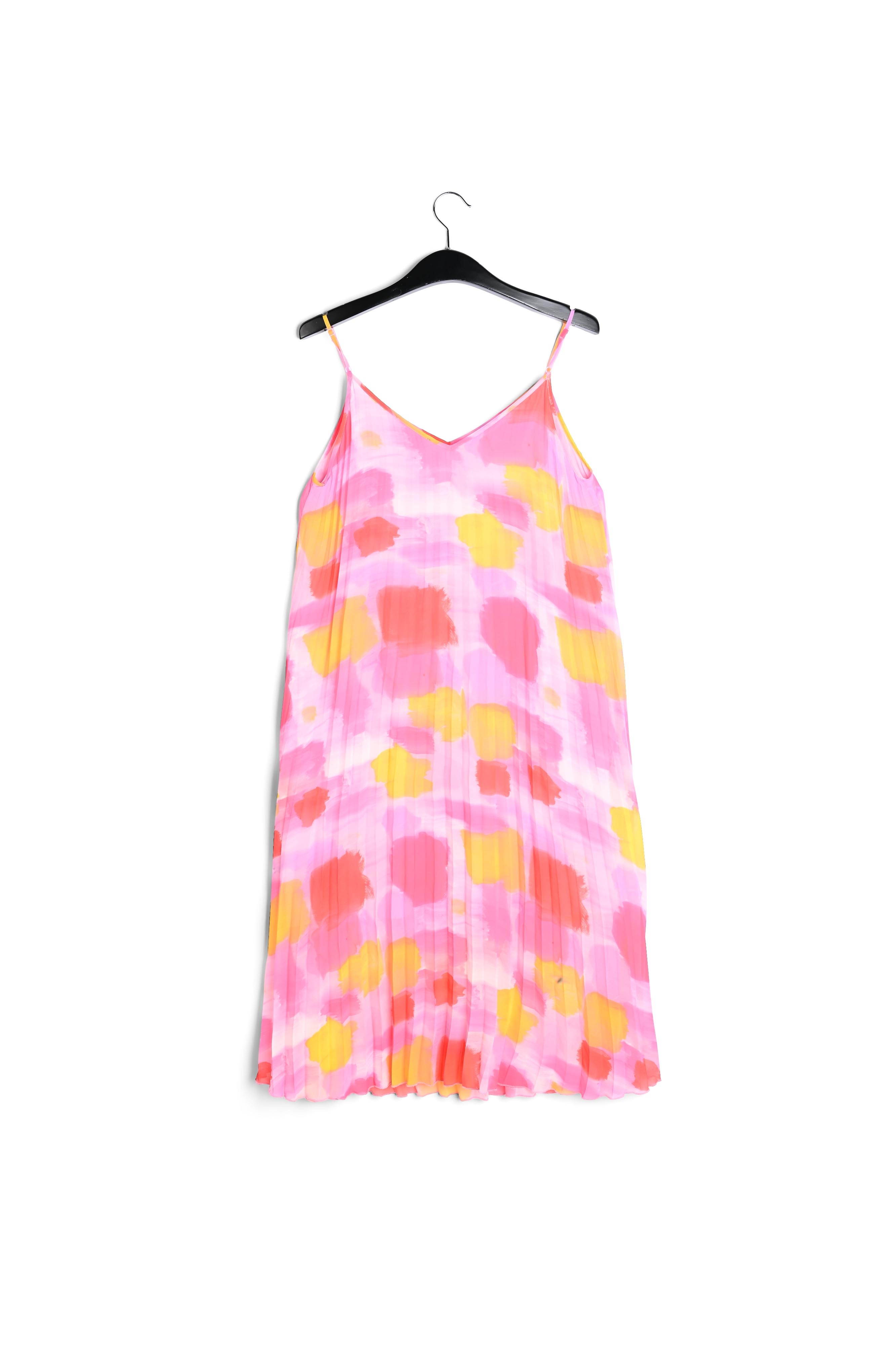 Pink and yellow plissé midi-length dress RE—SSENTIEL second-hand photo 2