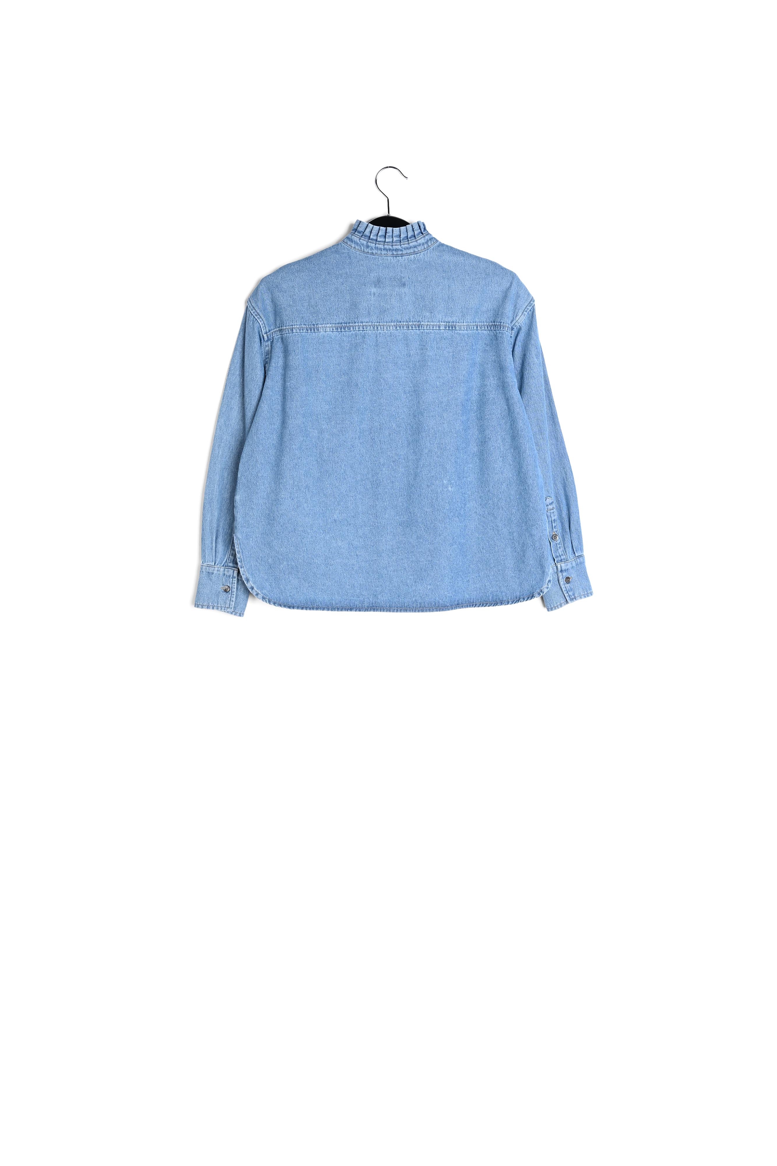 Blue denim shirt with frilled collar RE—SSENTIEL second-hand photo 2