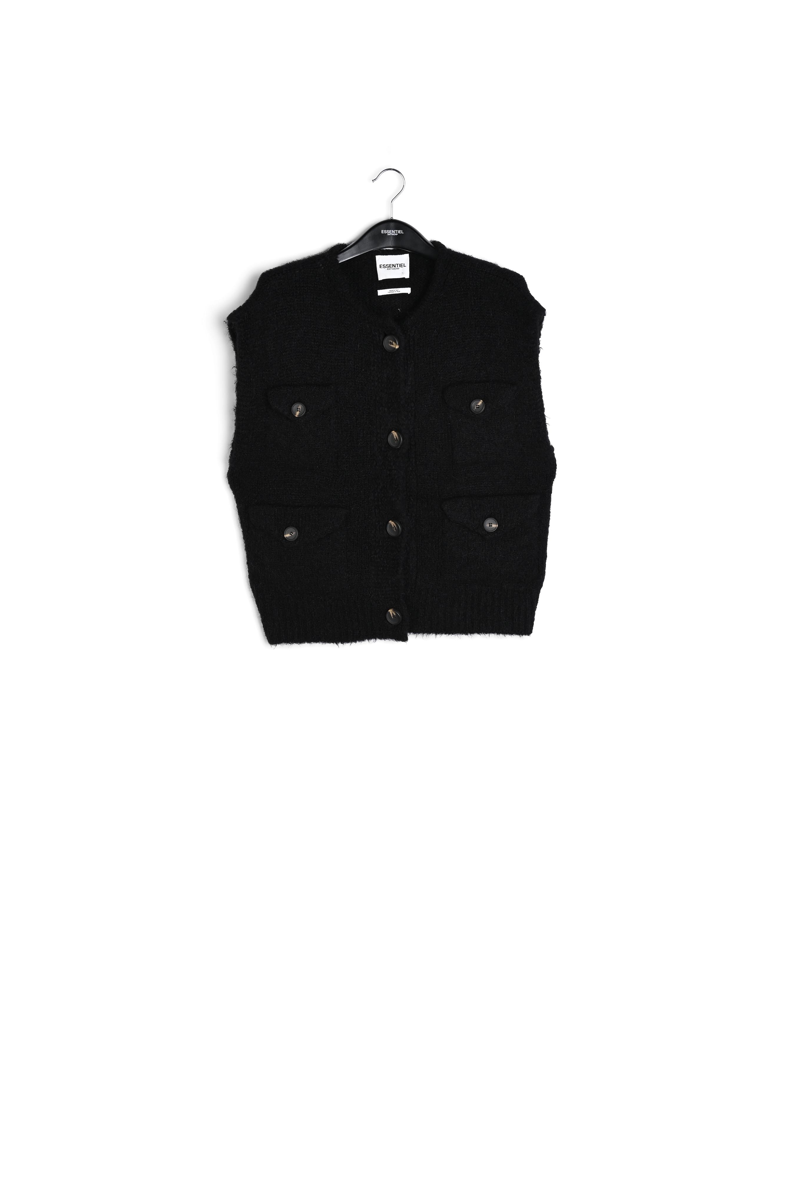 Zwarte mouwloze cardigan van mohairmix RE—SSENTIEL tweedehands photo 1