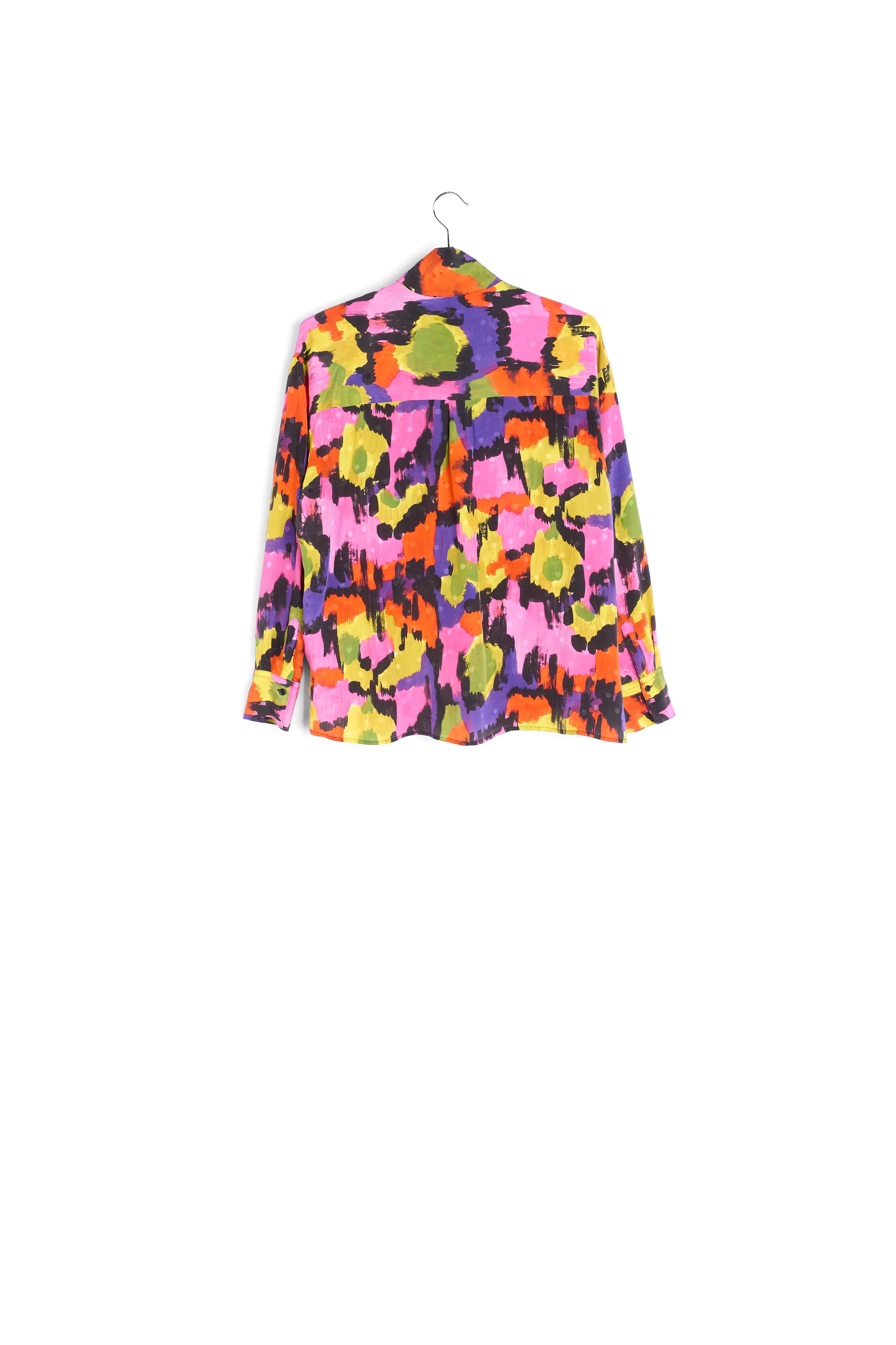 Colorful silk shirt with pussy-bow collar RE—SSENTIEL second-hand photo 2