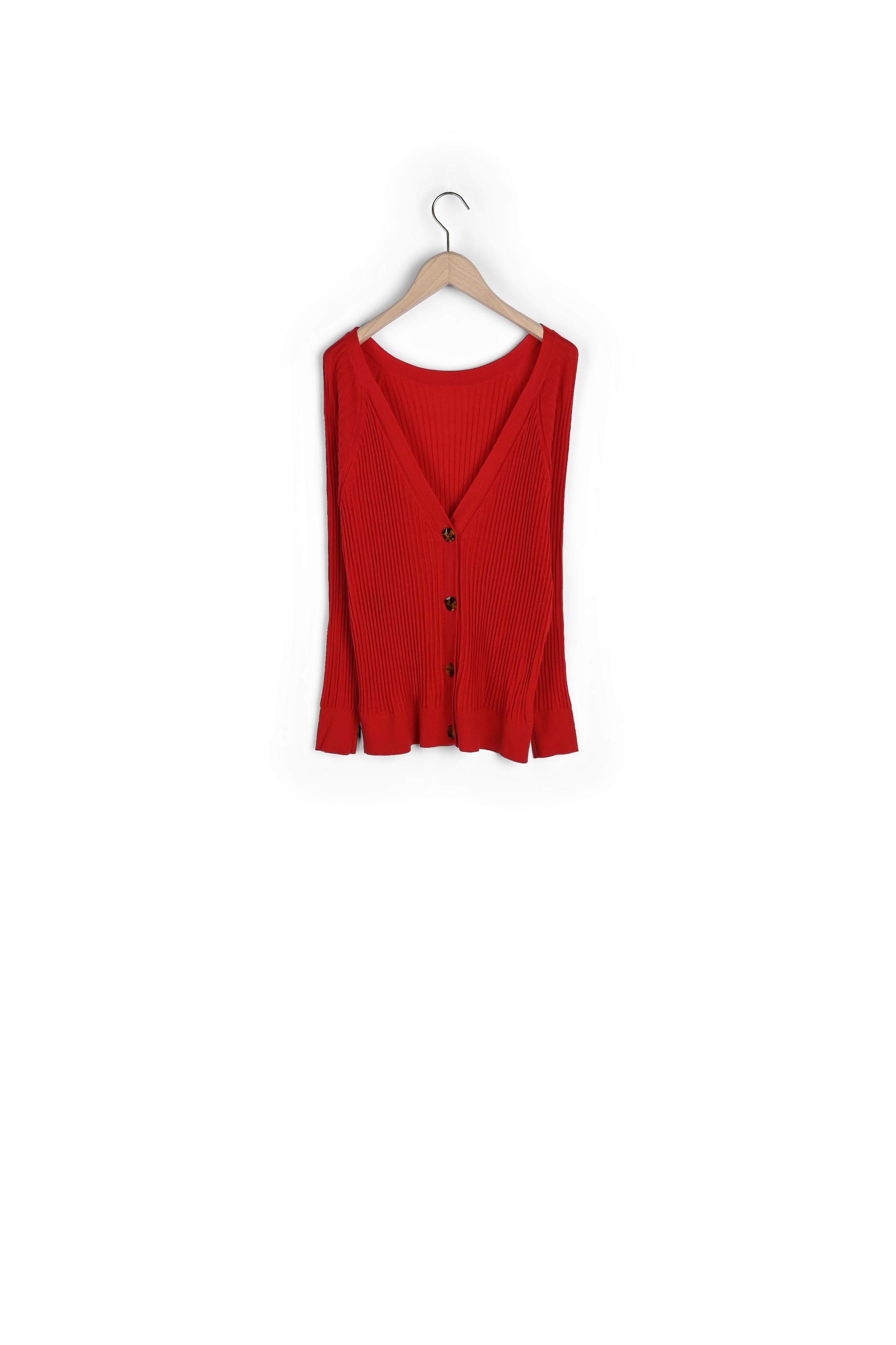 Gilet Gemma rouge en merinos extrafin Tara Jarmon seconde main photo 2