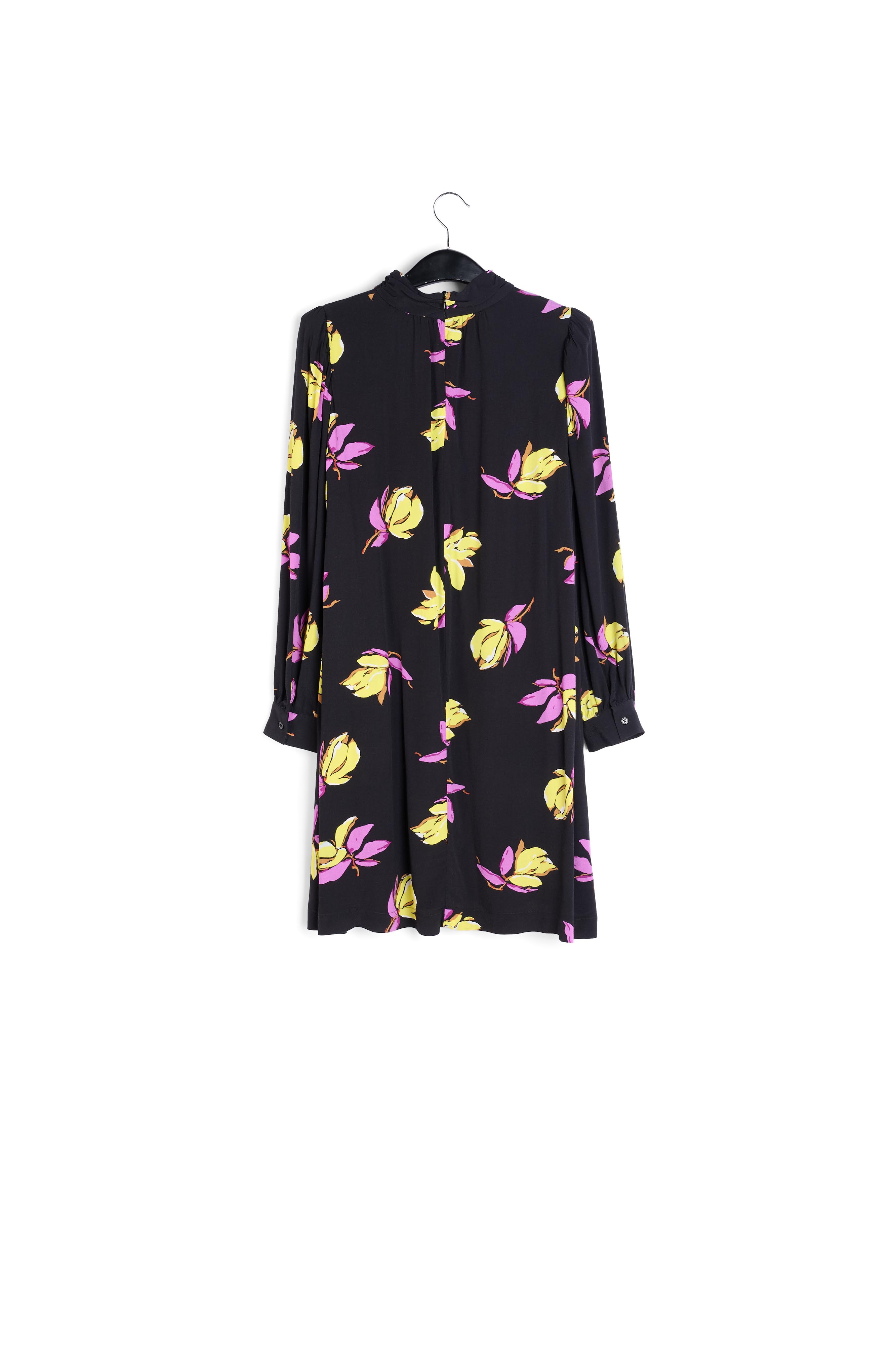 Zwarte mini-jurk met bloemenprint RE—SSENTIEL tweedehands photo 2