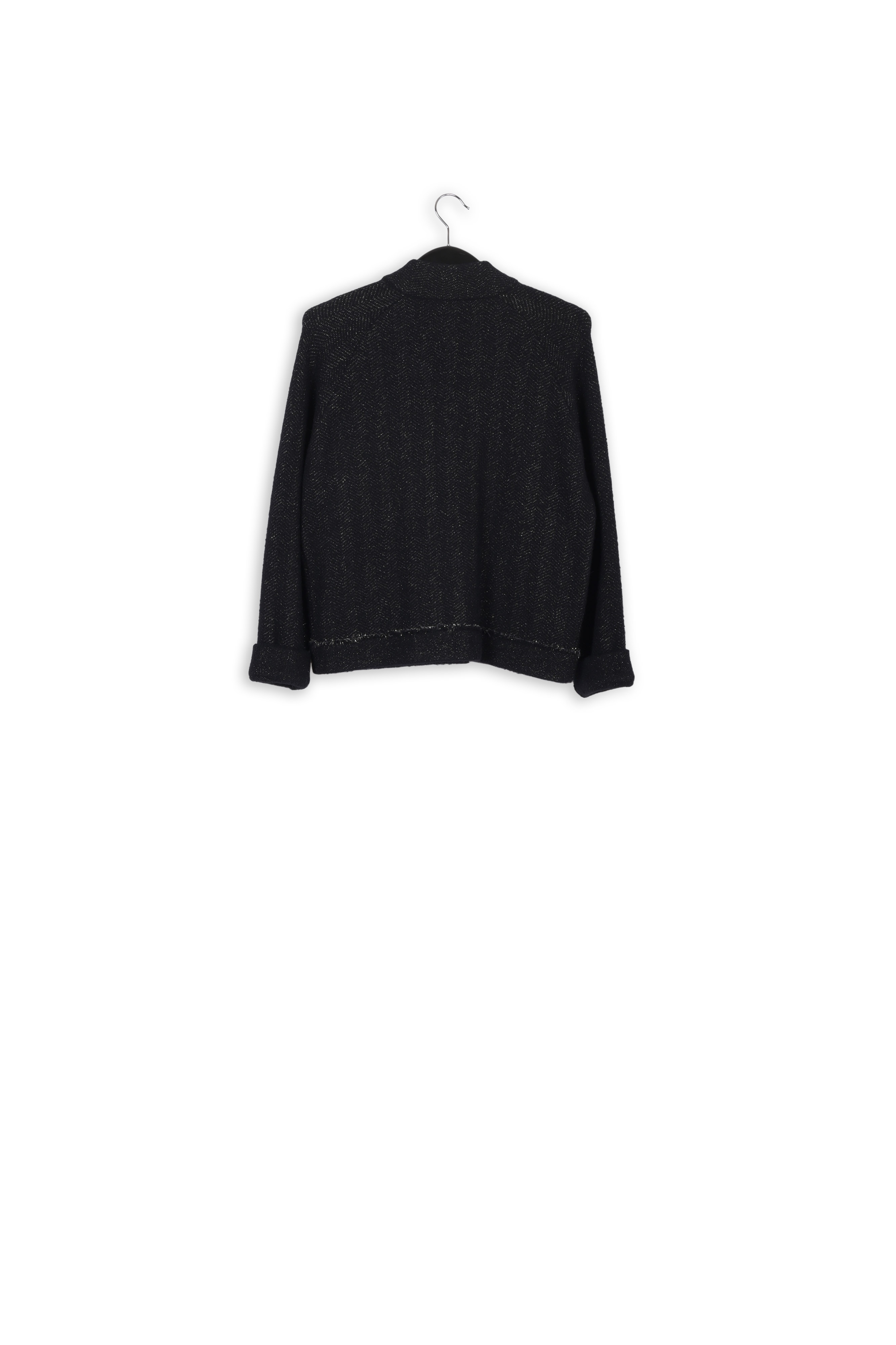 Product photo Black knitted short jacket with lurex details number 1