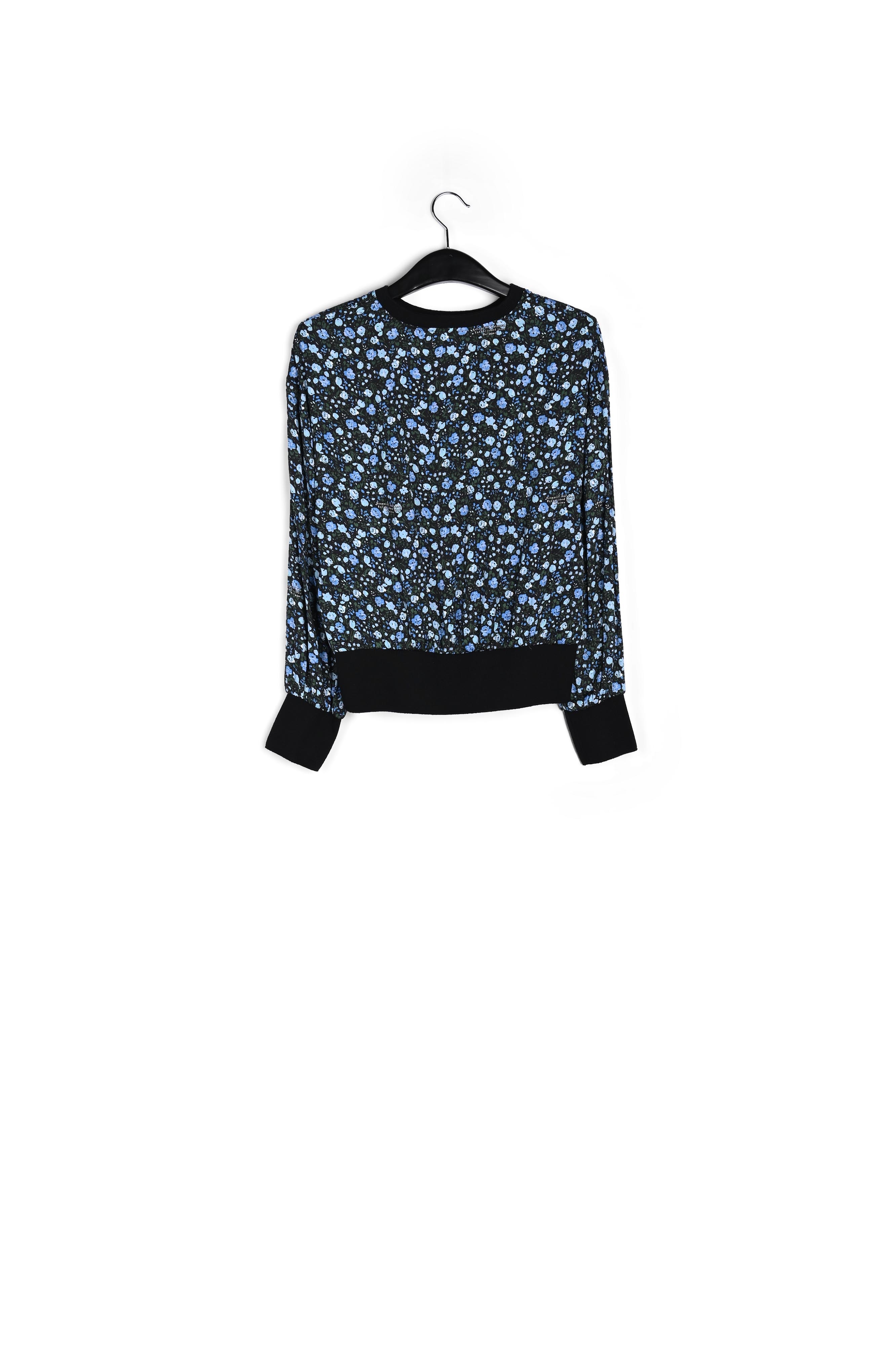 Top fleuri bleu et turquoise aux bords contrastants RE—SSENTIEL seconde main photo 2