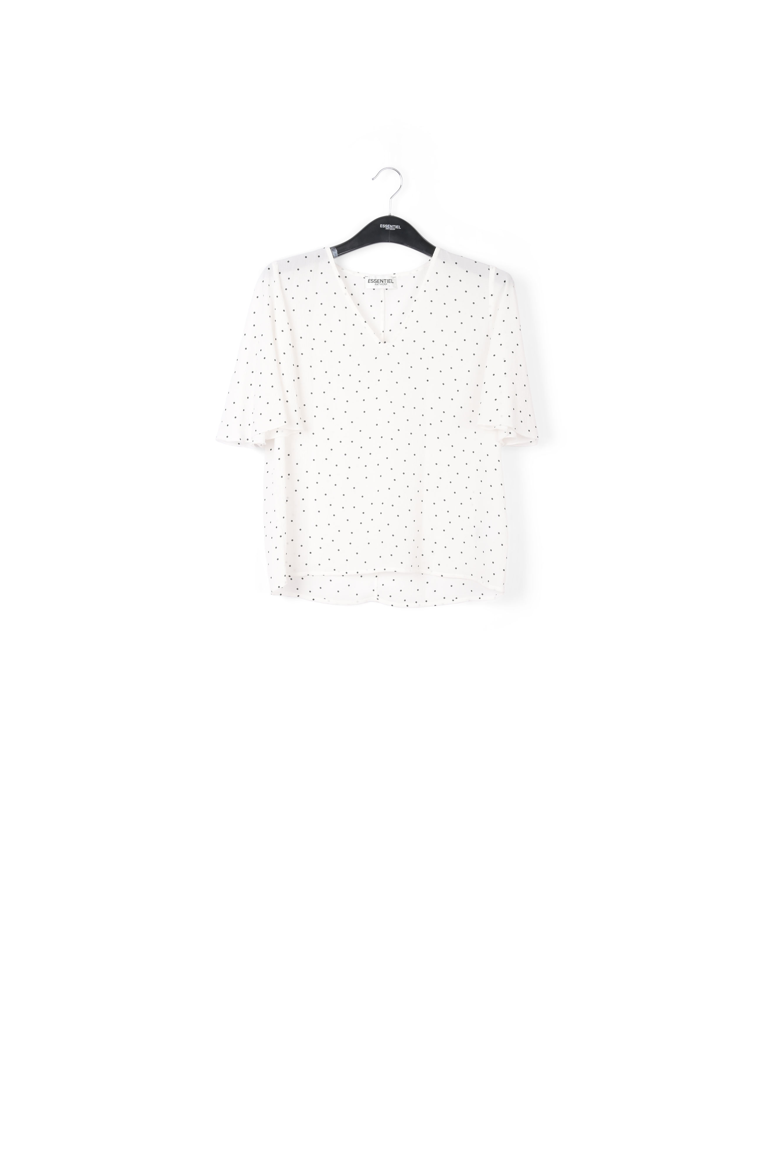 Top blanc à pois avec encolure en v RE—SSENTIEL seconde main photo 1