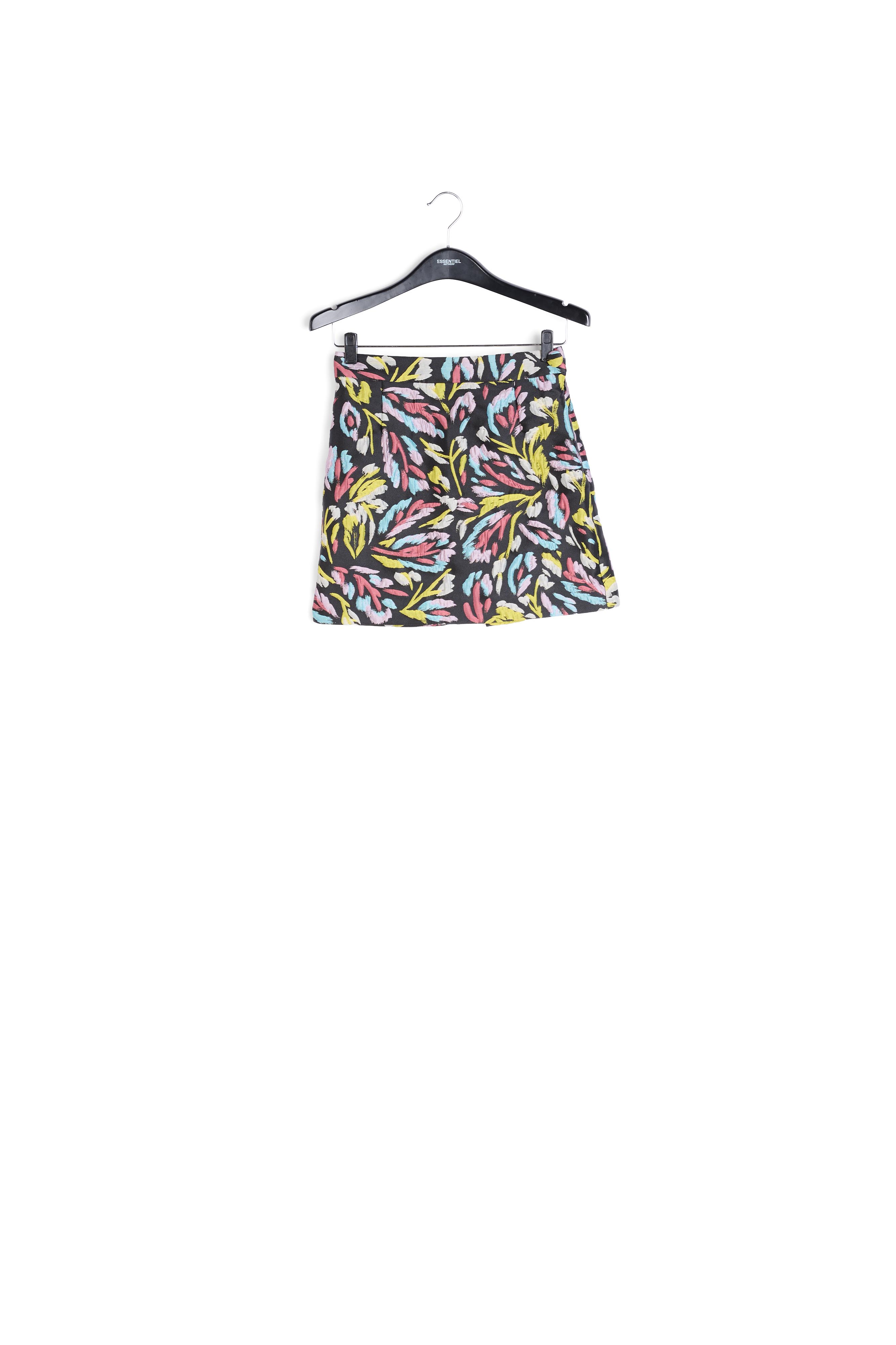 Minirok in zwart, geel en lila jacquard RE—SSENTIEL tweedehands photo 1