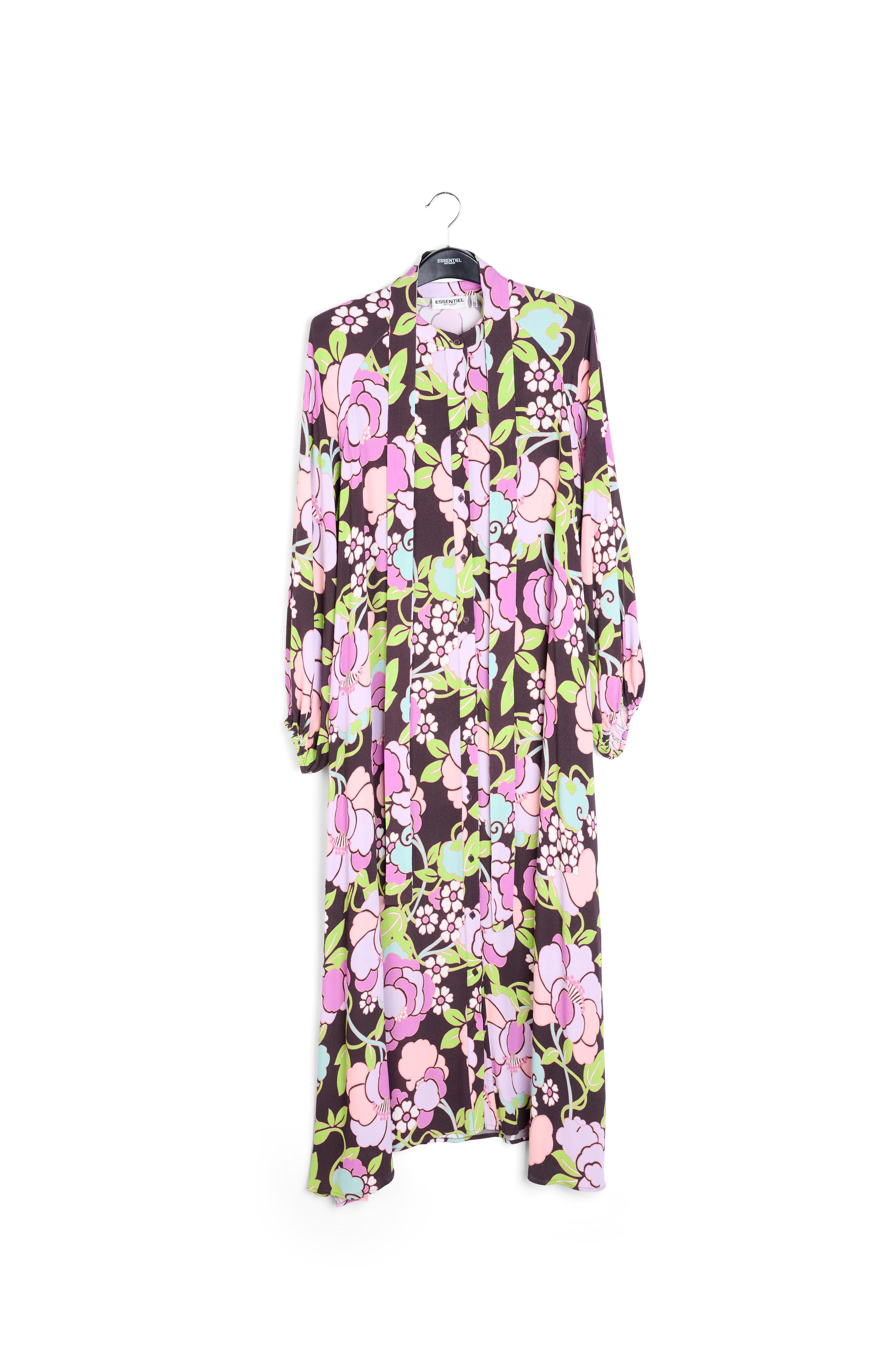 Robe maxi noire à  imprimé fleuri RE—SSENTIEL seconde main photo 1