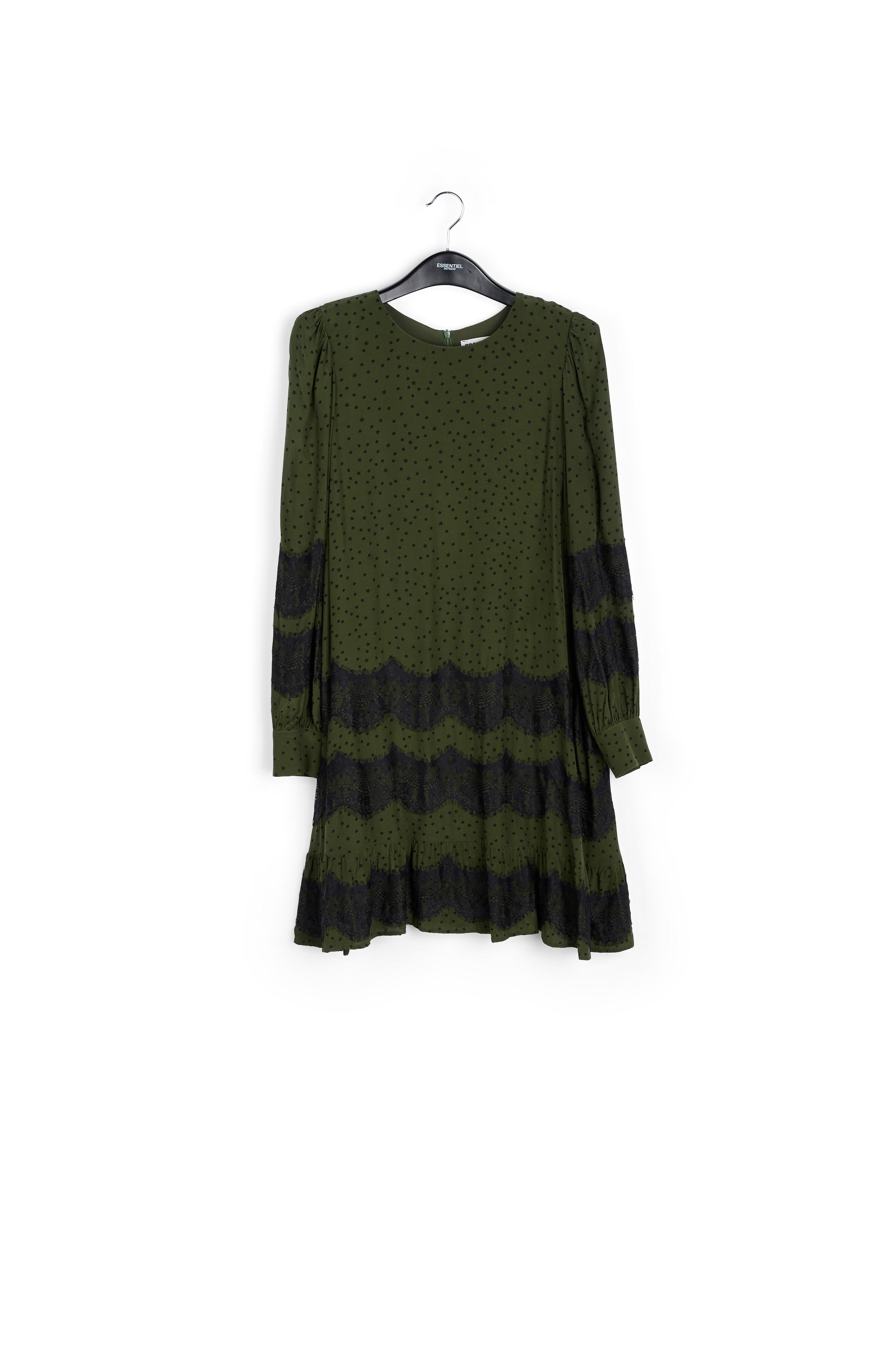 Mini-robe vert kaki à dentelle RE—SSENTIEL seconde main photo 1