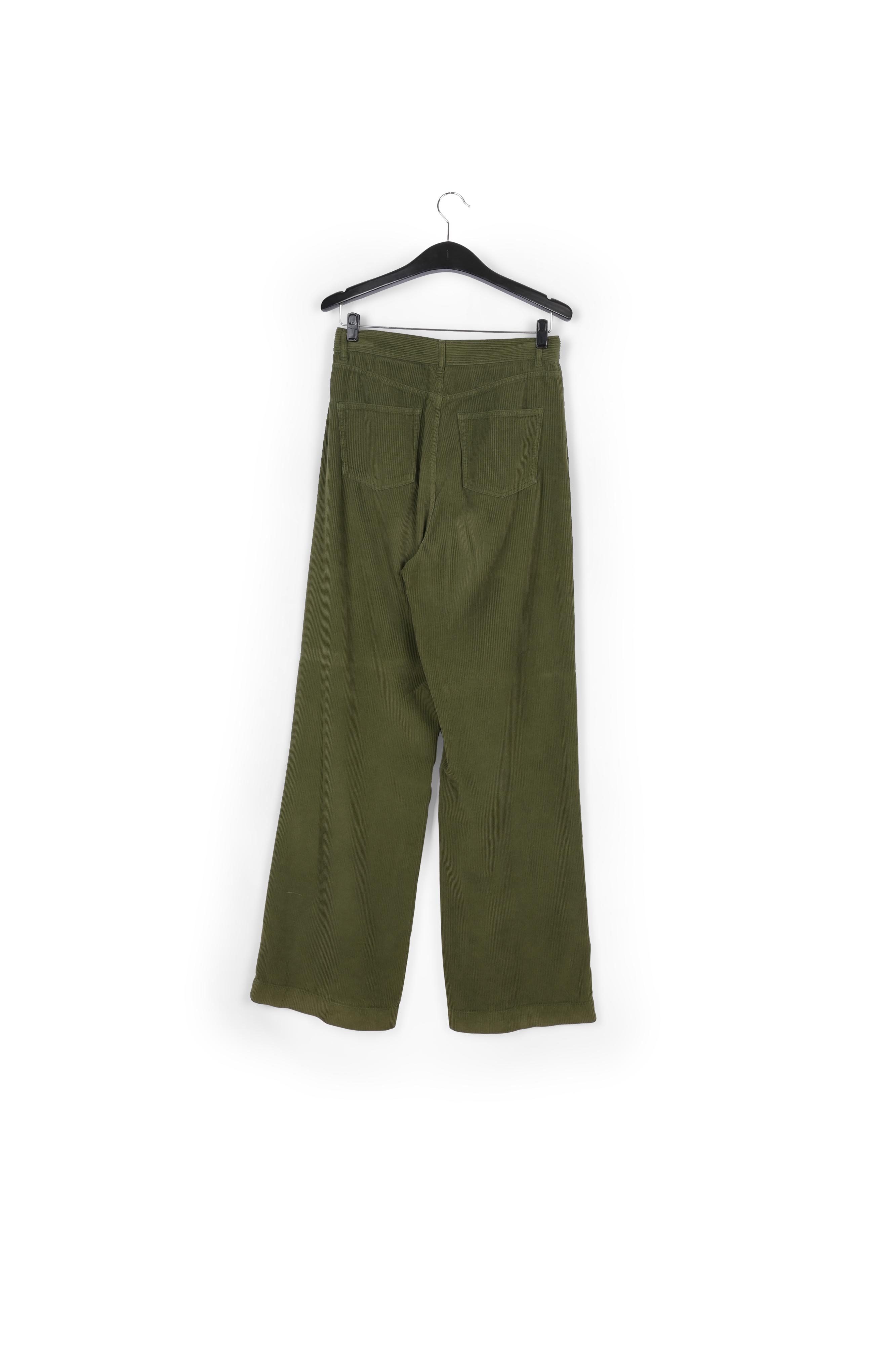 Dennengroene ribfluwelen broek met wijde pijpen RE—SSENTIEL tweedehands photo 2