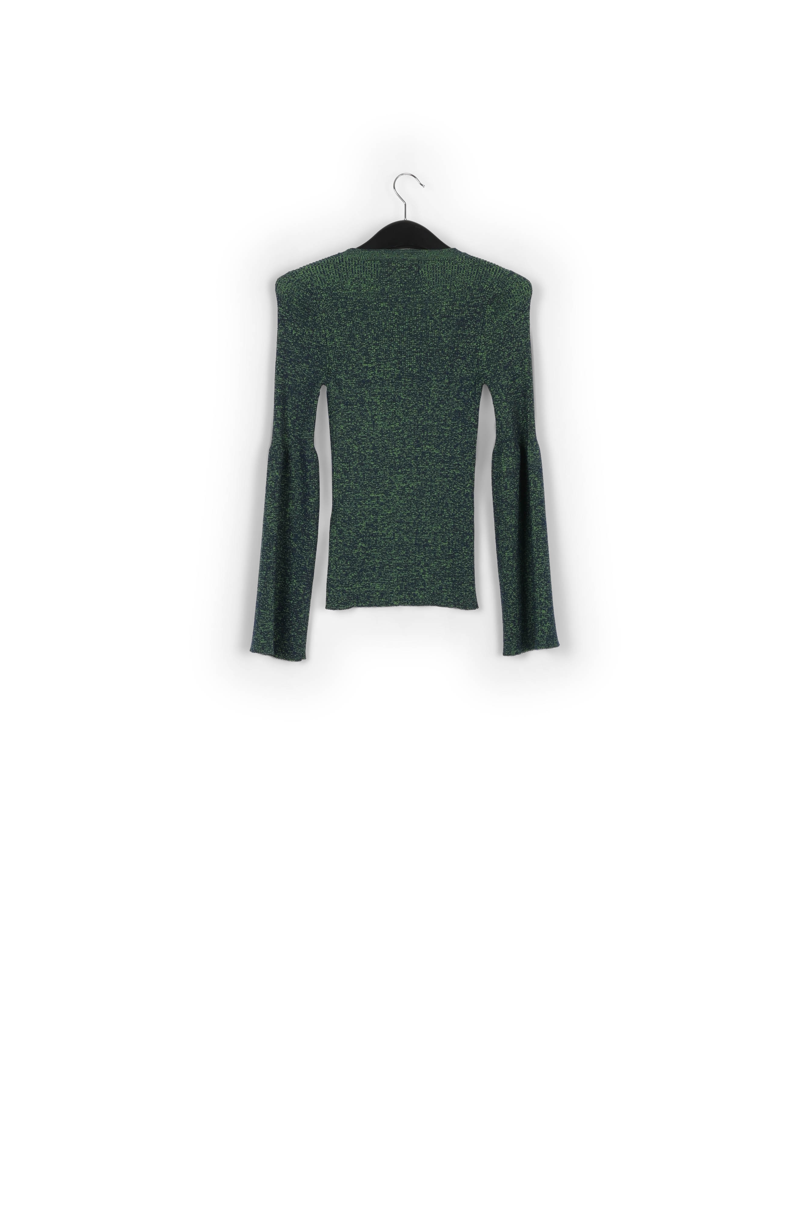 Pull en tricot mêlé bleu foncé et vert RE—SSENTIEL seconde main photo 2