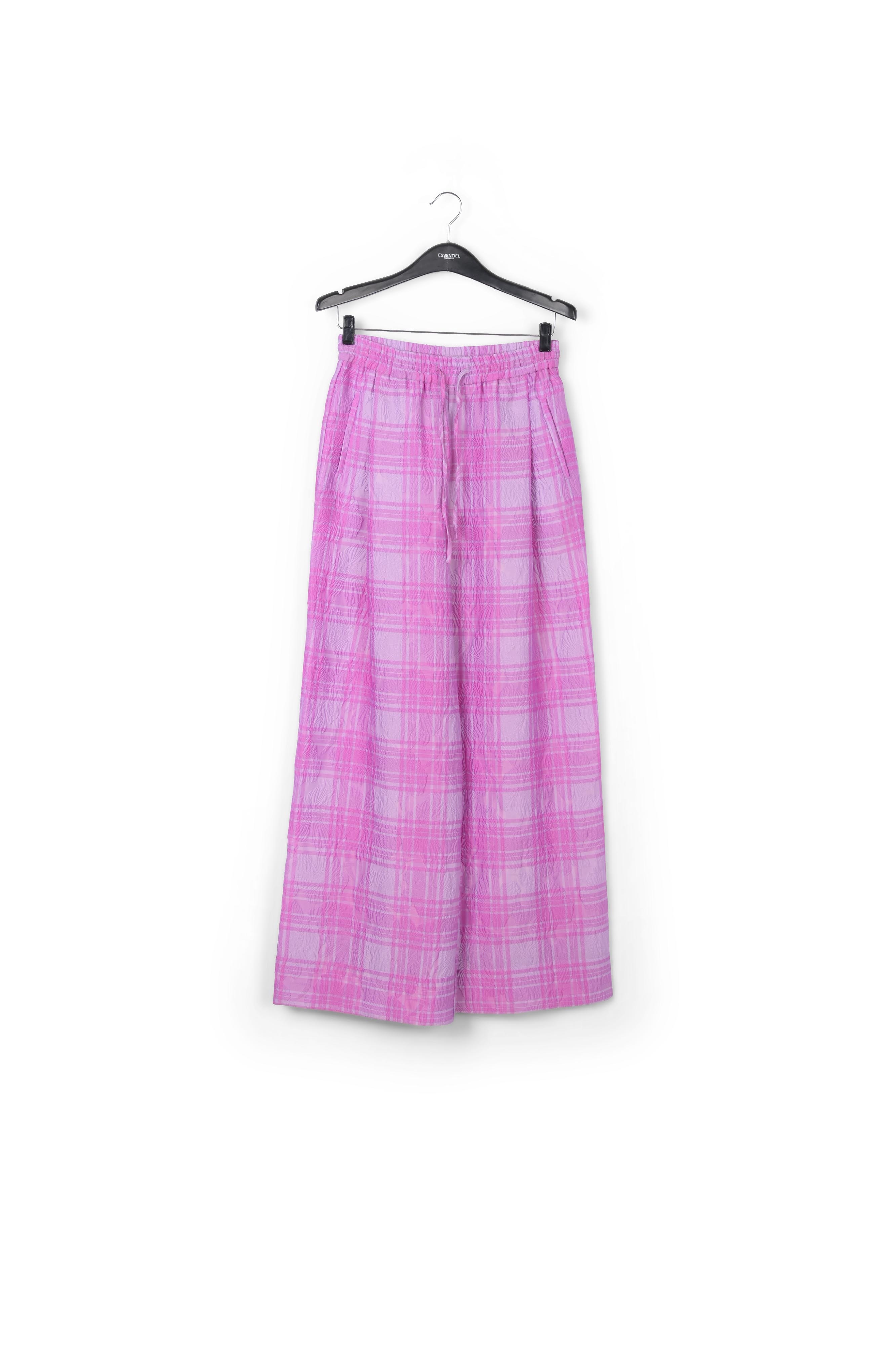 Wijde broek met lila en paars ruitjesmotief RE—SSENTIEL tweedehands photo 1