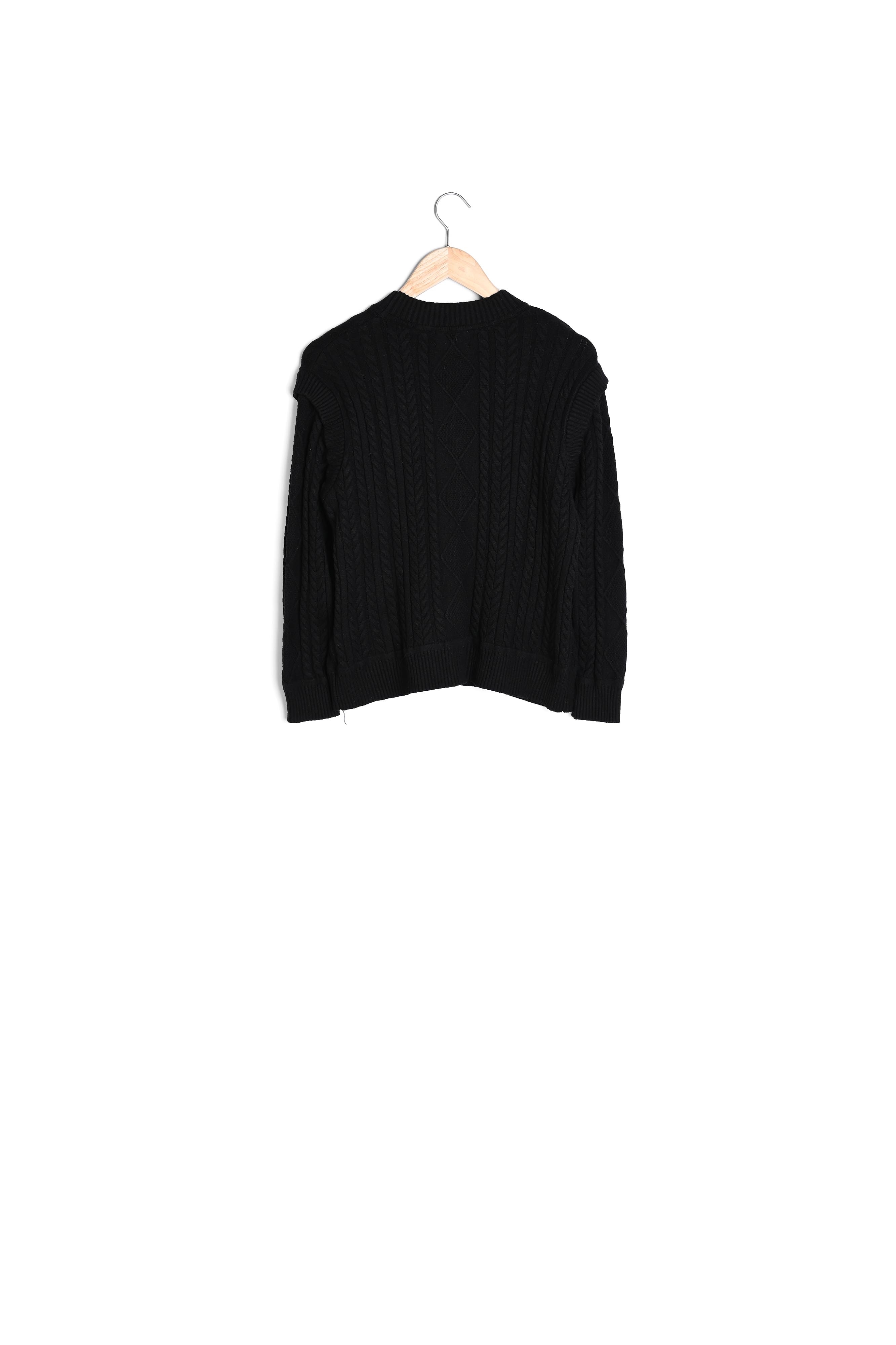 Pull torsadé en viscose EcoVero noir Basso Maison 123 seconde main photo 4