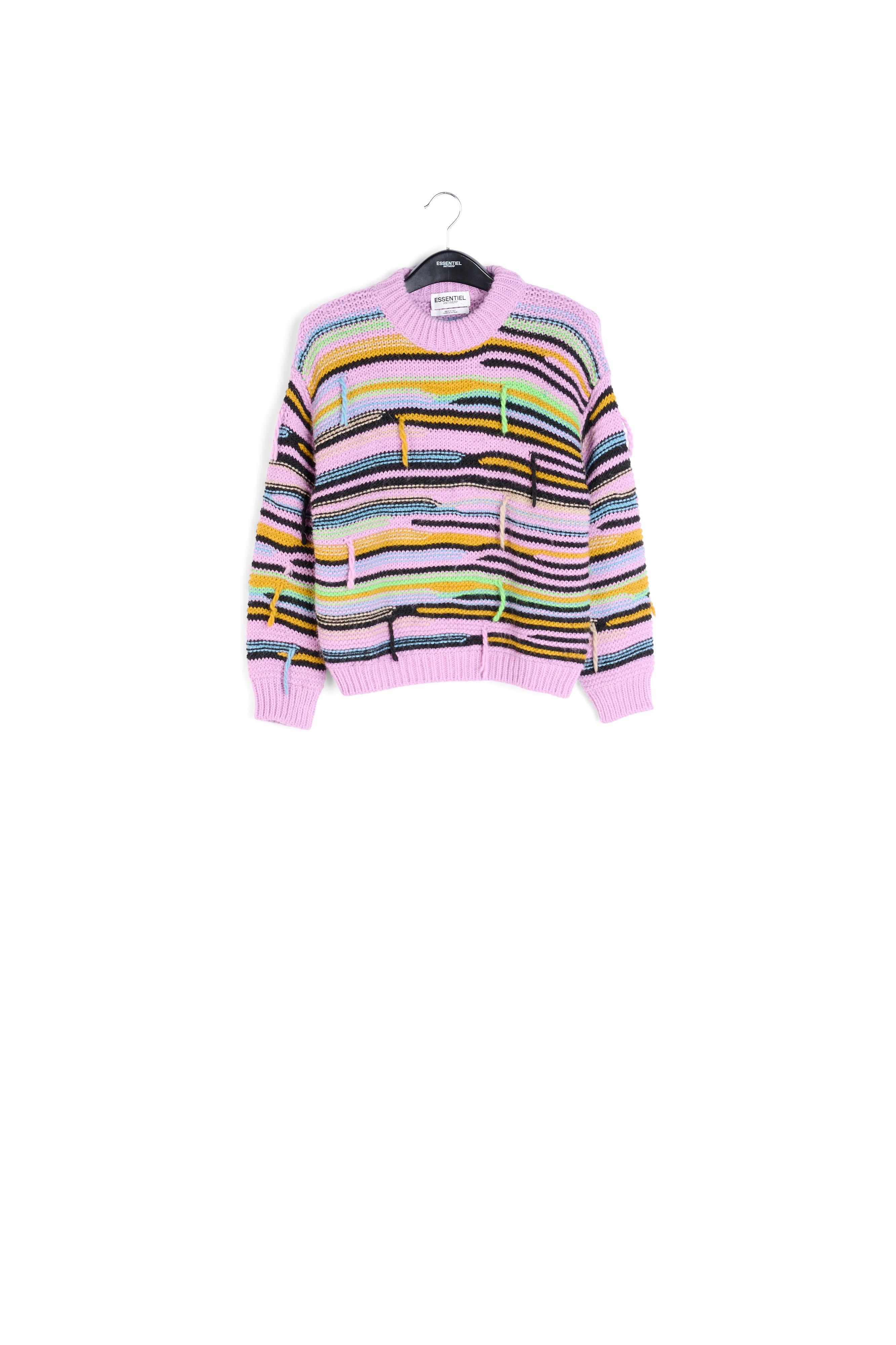 Lila trui met strepen en binnenstebuiten-look RE—SSENTIEL tweedehands photo 1