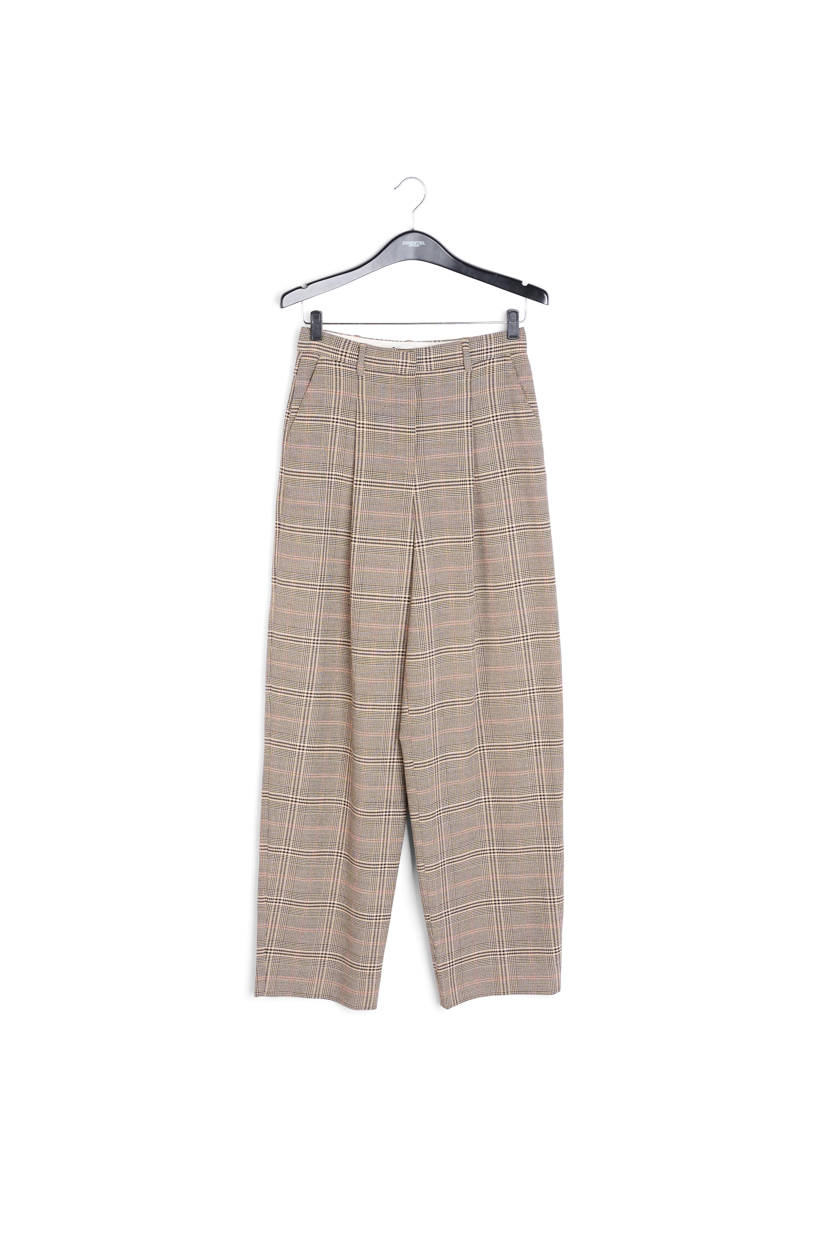 Pantalon taille haute gris à  carreaux RE—SSENTIEL seconde main photo 1