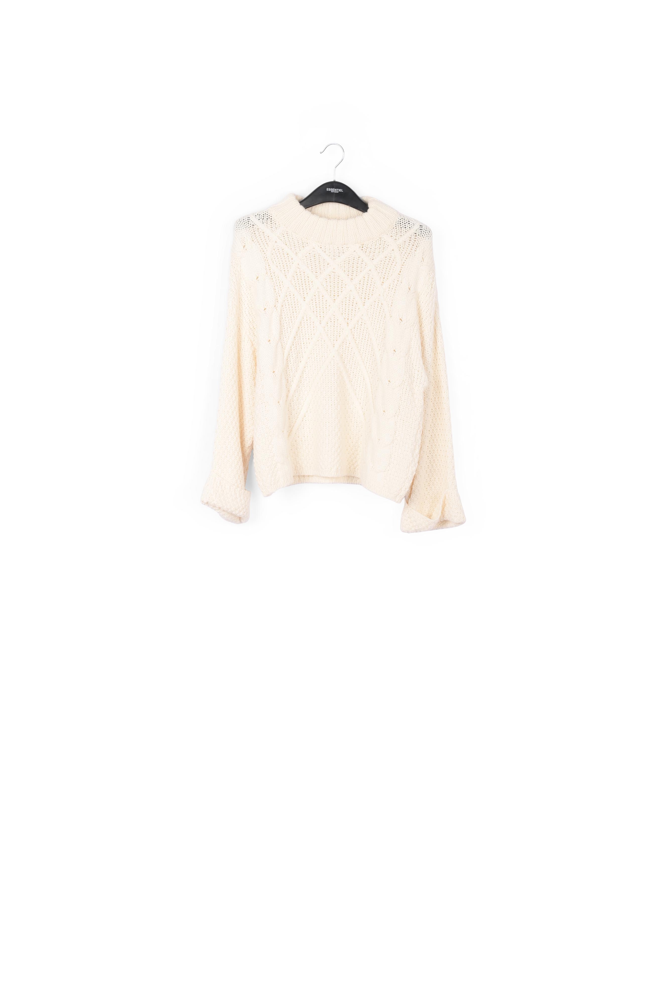 Pull oversize blanc cassé au tricot torsadé RE—SSENTIEL seconde main photo 1