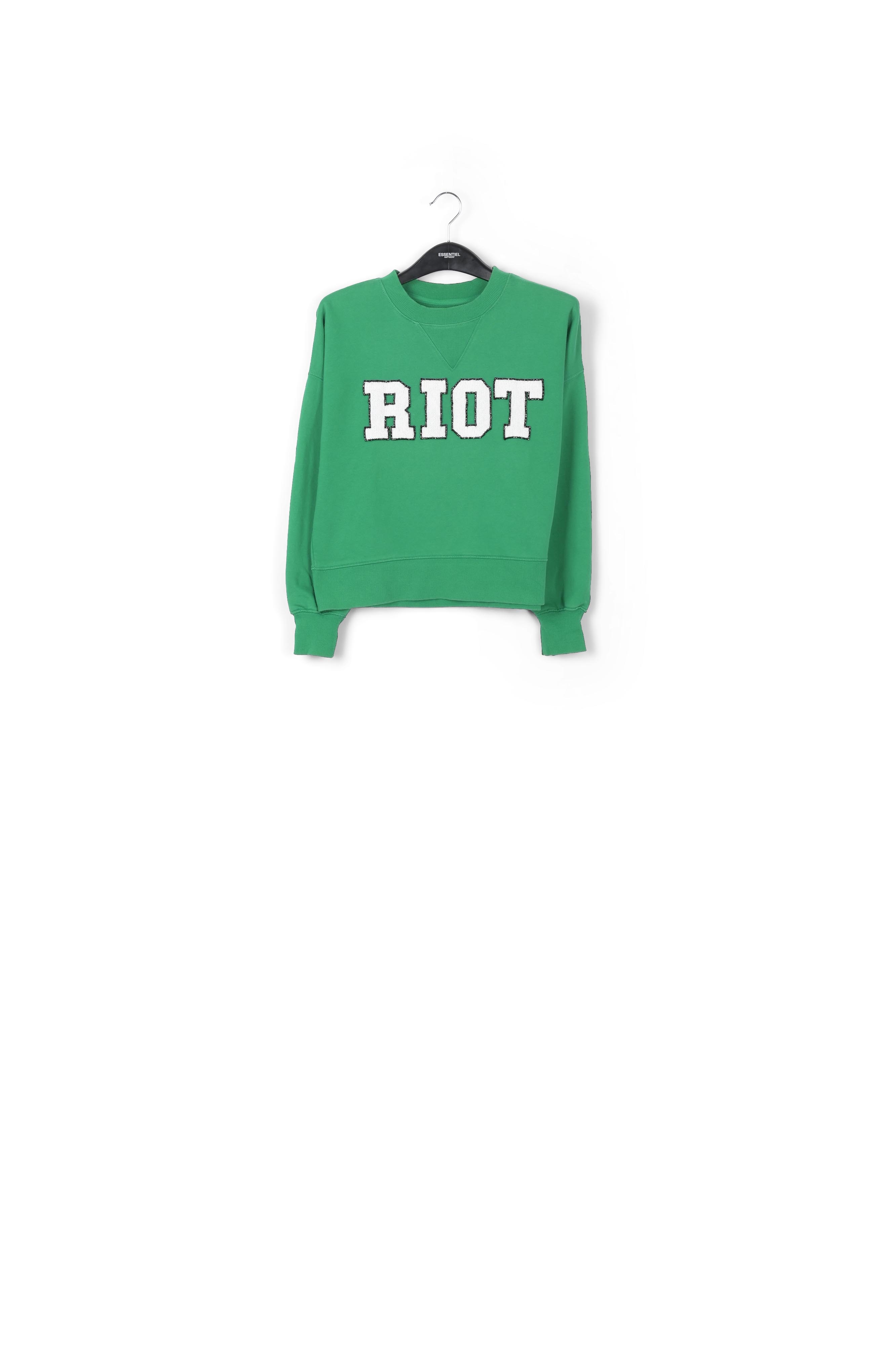Green cotton-jersey sweatshirt with 'riot' embroidery RE—SSENTIEL second-hand photo 1