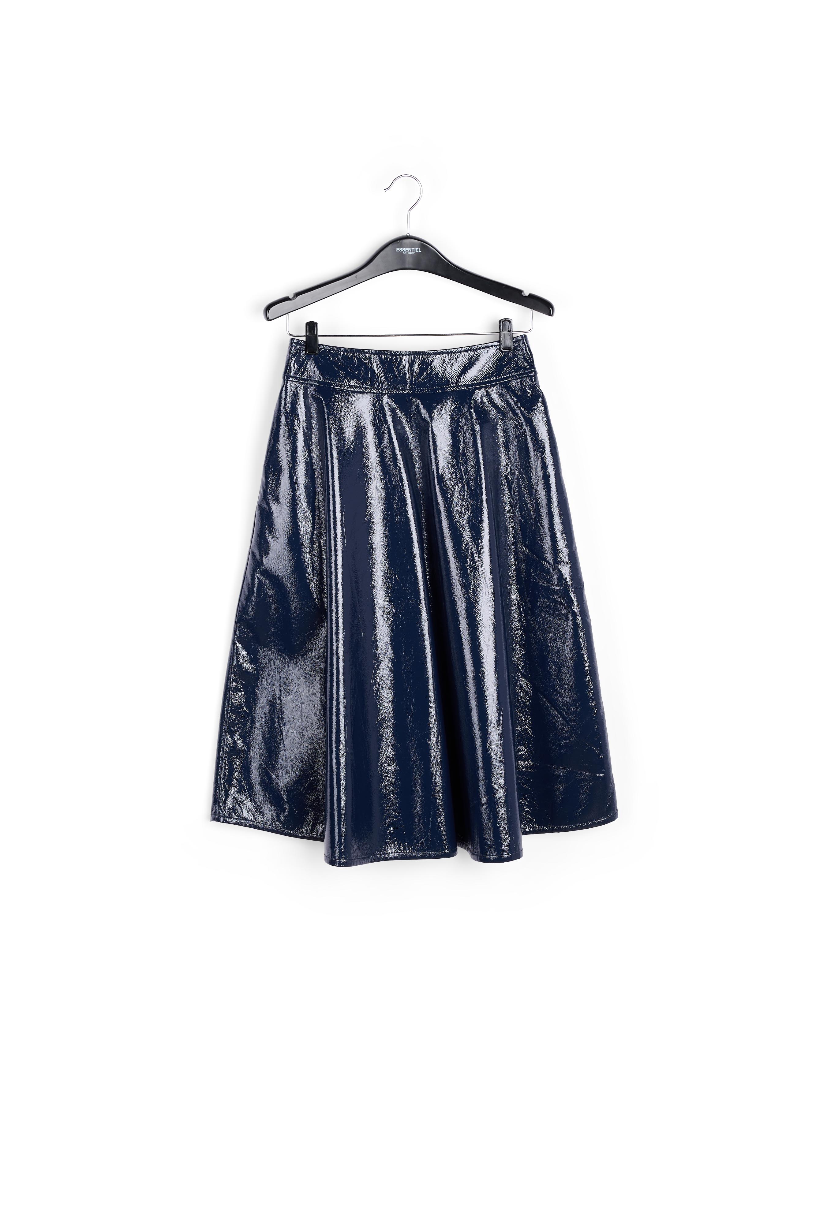 Donkerblauwe faux leren rok met A-lijn RE—SSENTIEL tweedehands photo 1