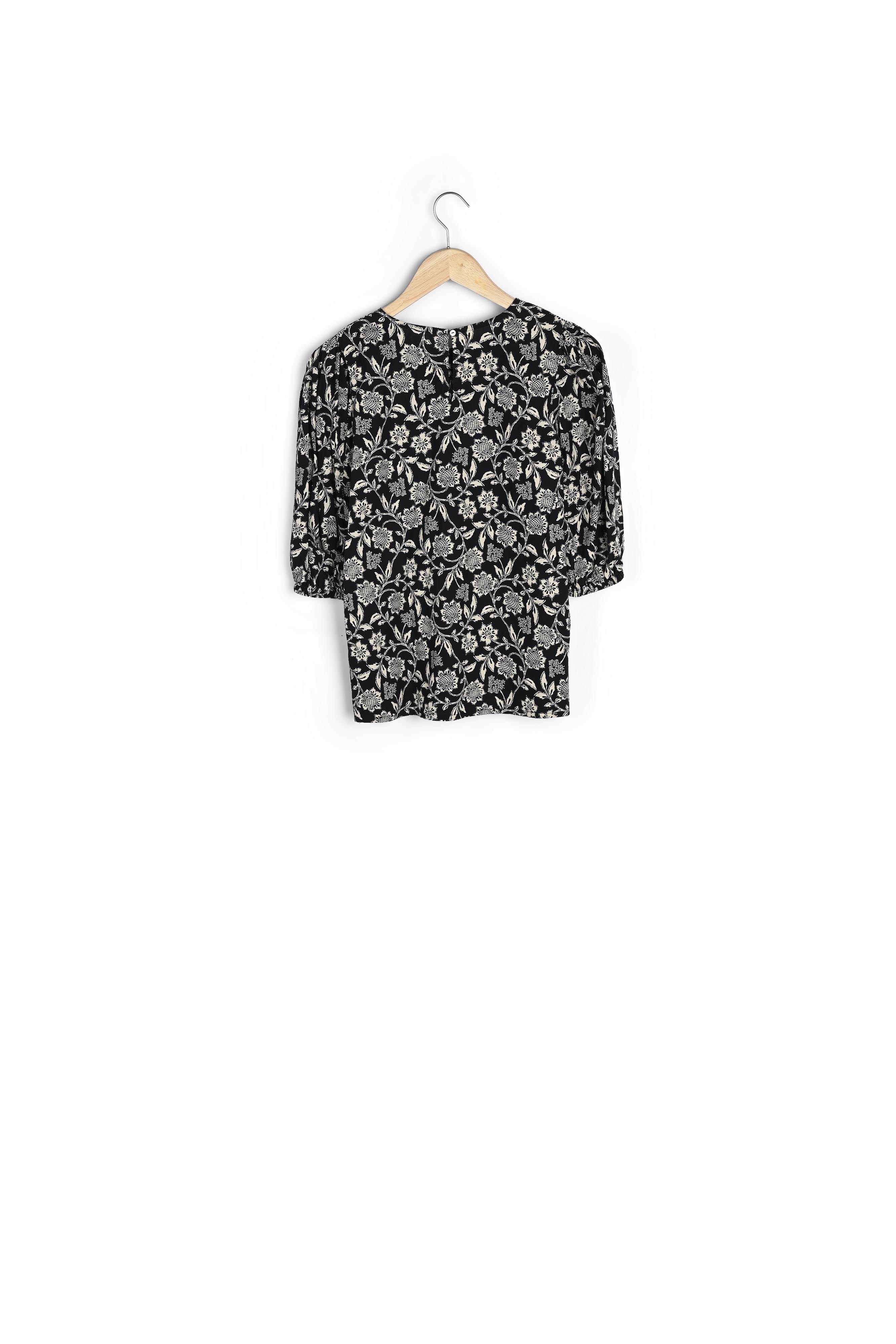 Blouse imprimé à manches ballons en coton noir Laelle Maison 123 seconde main photo 4