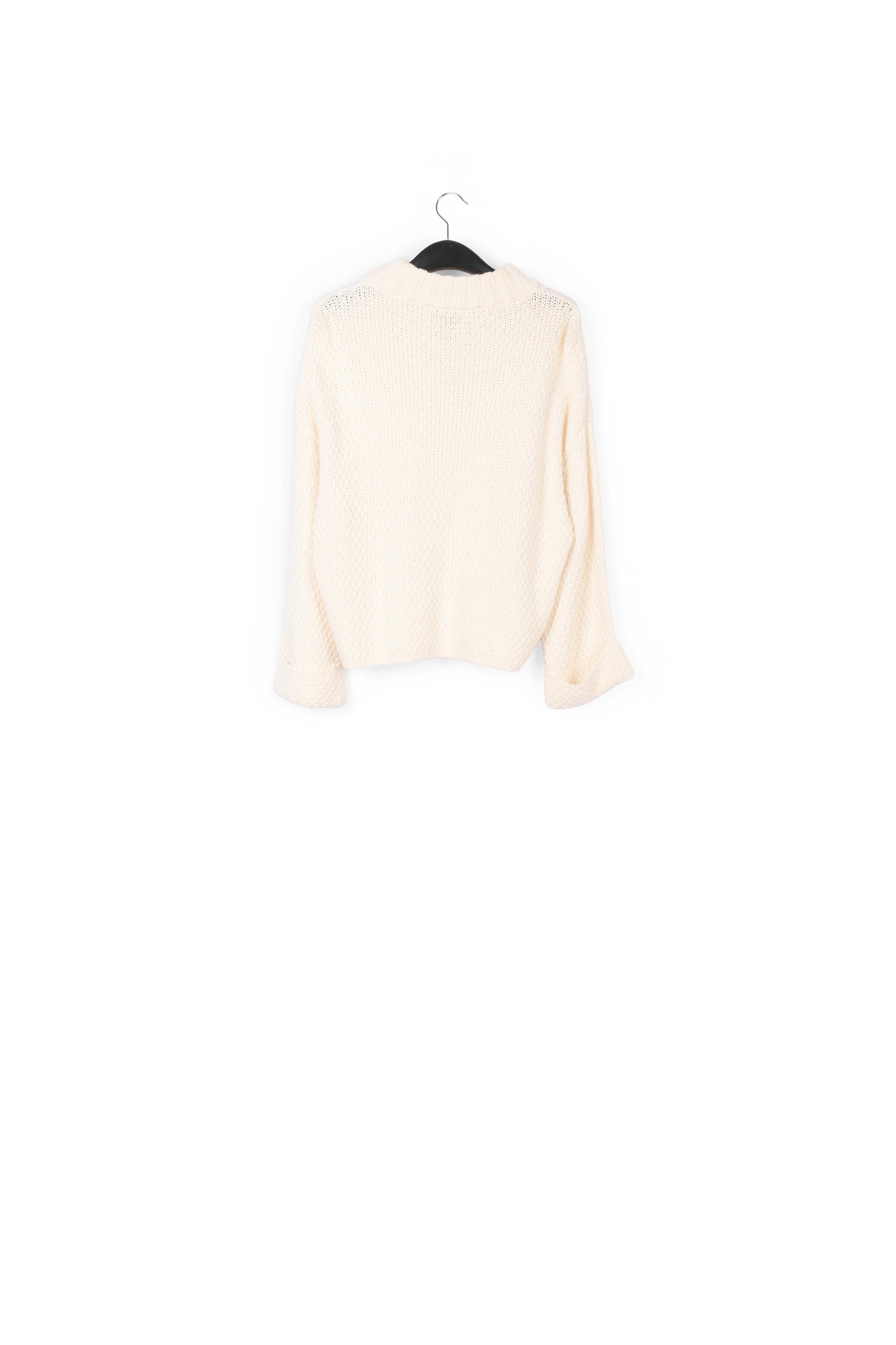 Pull oversize blanc cassé au tricot torsadé RE—SSENTIEL seconde main photo 2