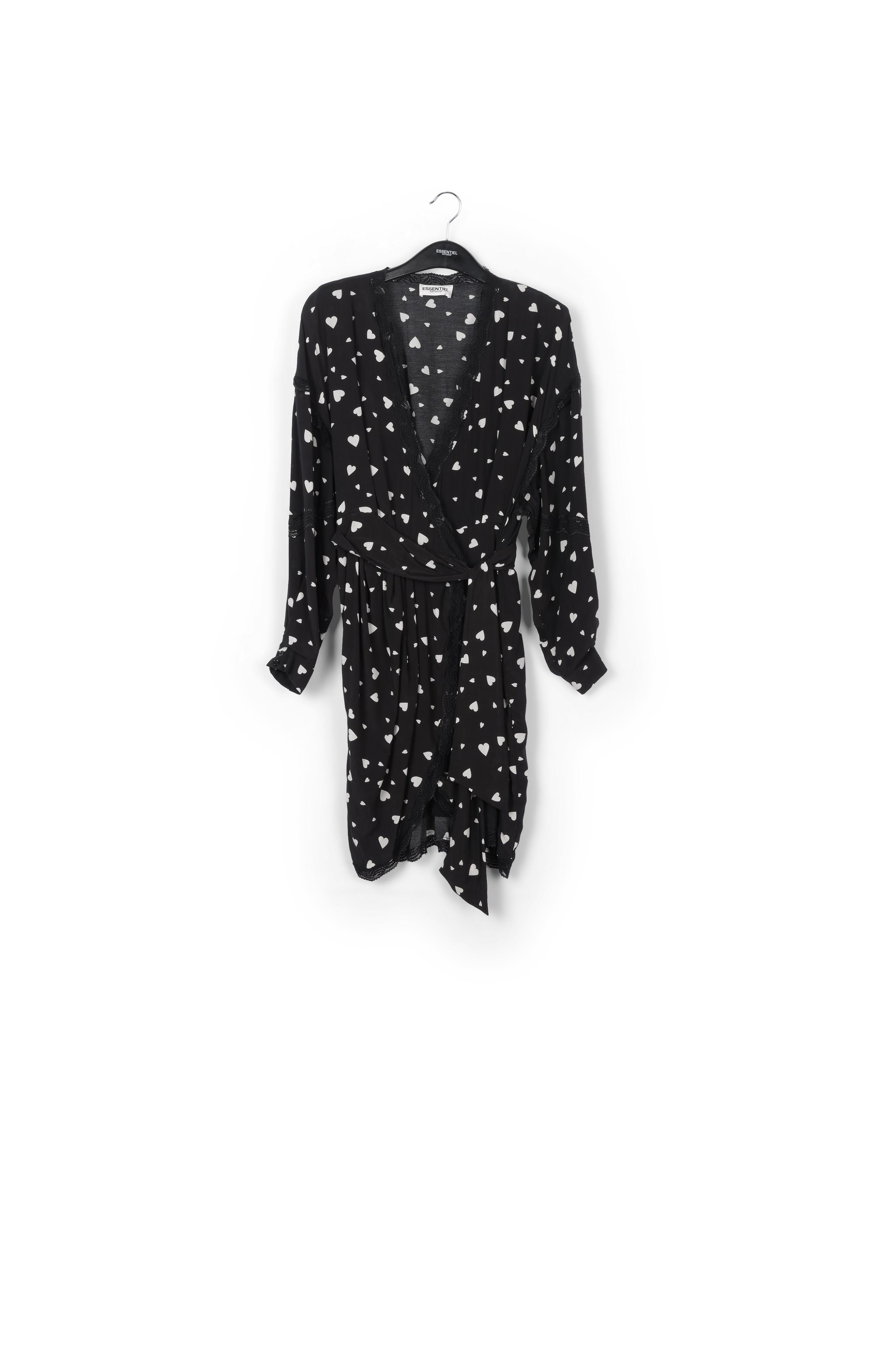 Mini robe cache-coeur noire à coeurs RE—SSENTIEL seconde main photo 1