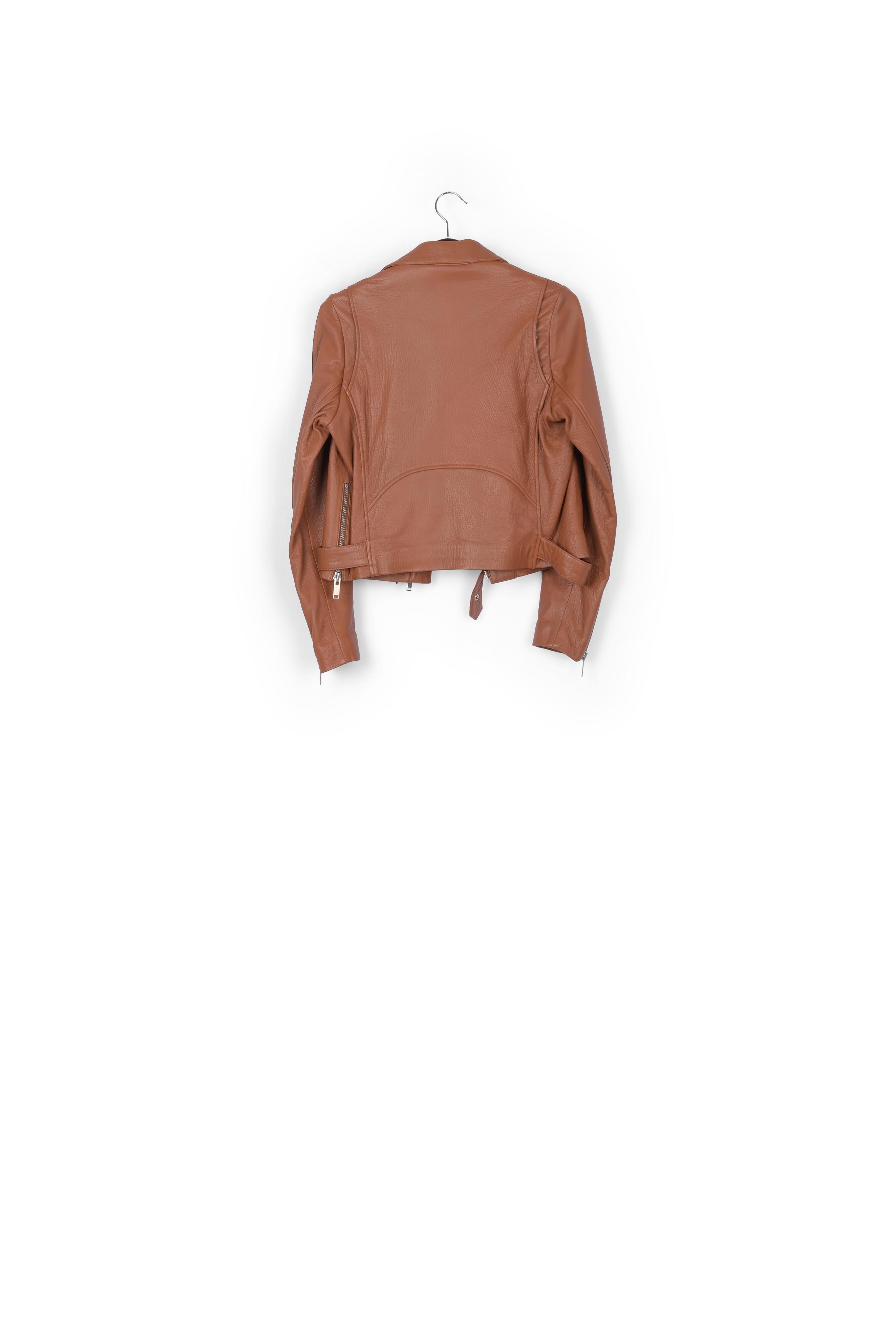 Brown leather biker jacket RE—SSENTIEL second-hand photo 2