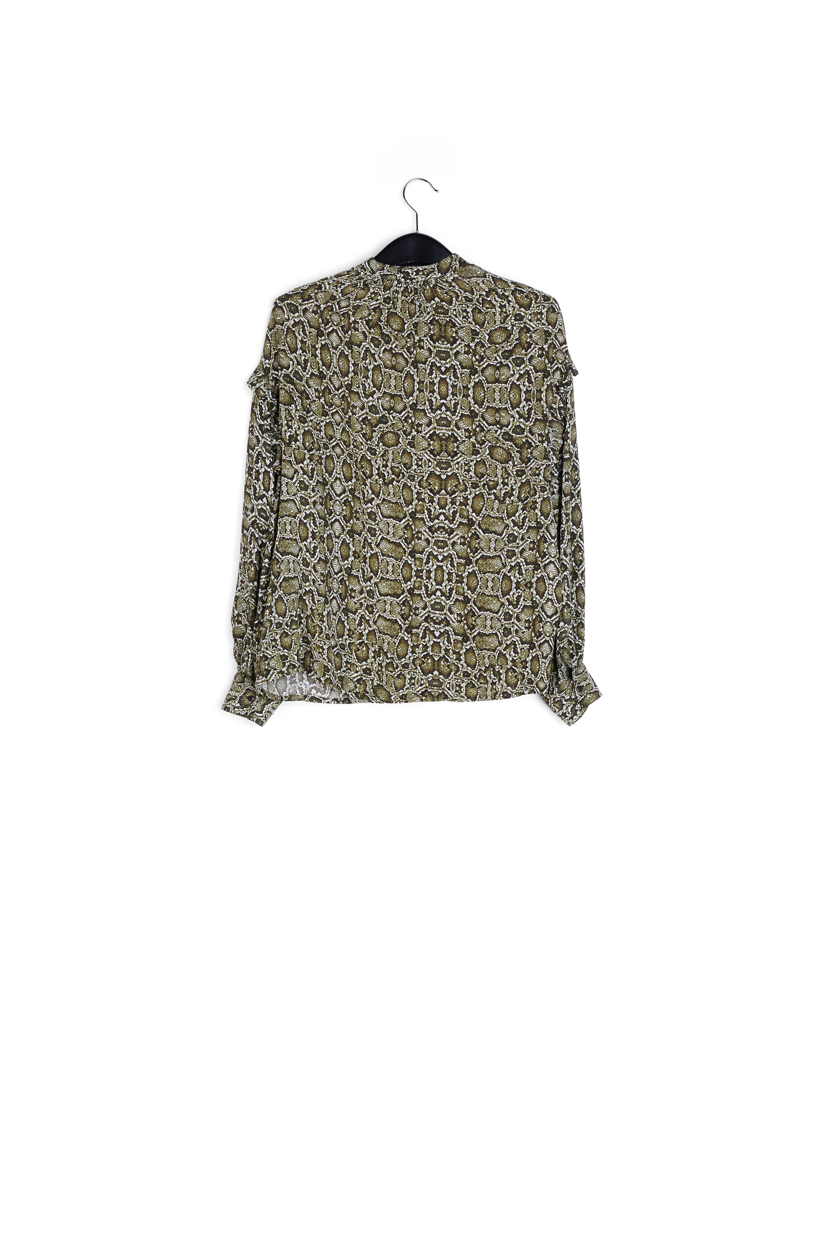 Kakigroen hemd met slangenprint RE—SSENTIEL tweedehands photo 2