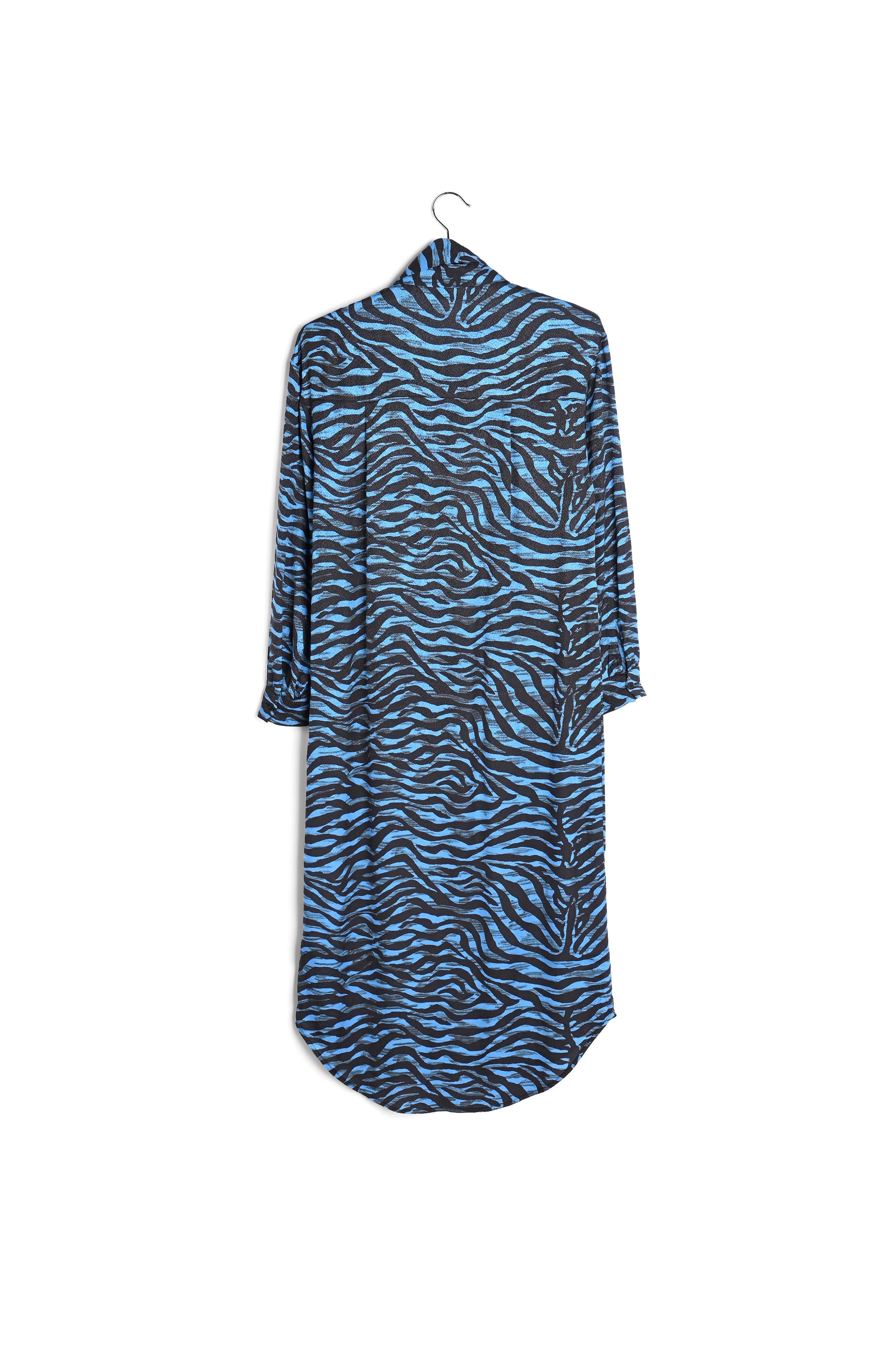 Robe chemise midi à imprimé zèbre noir et bleu RE—SSENTIEL seconde main photo 2