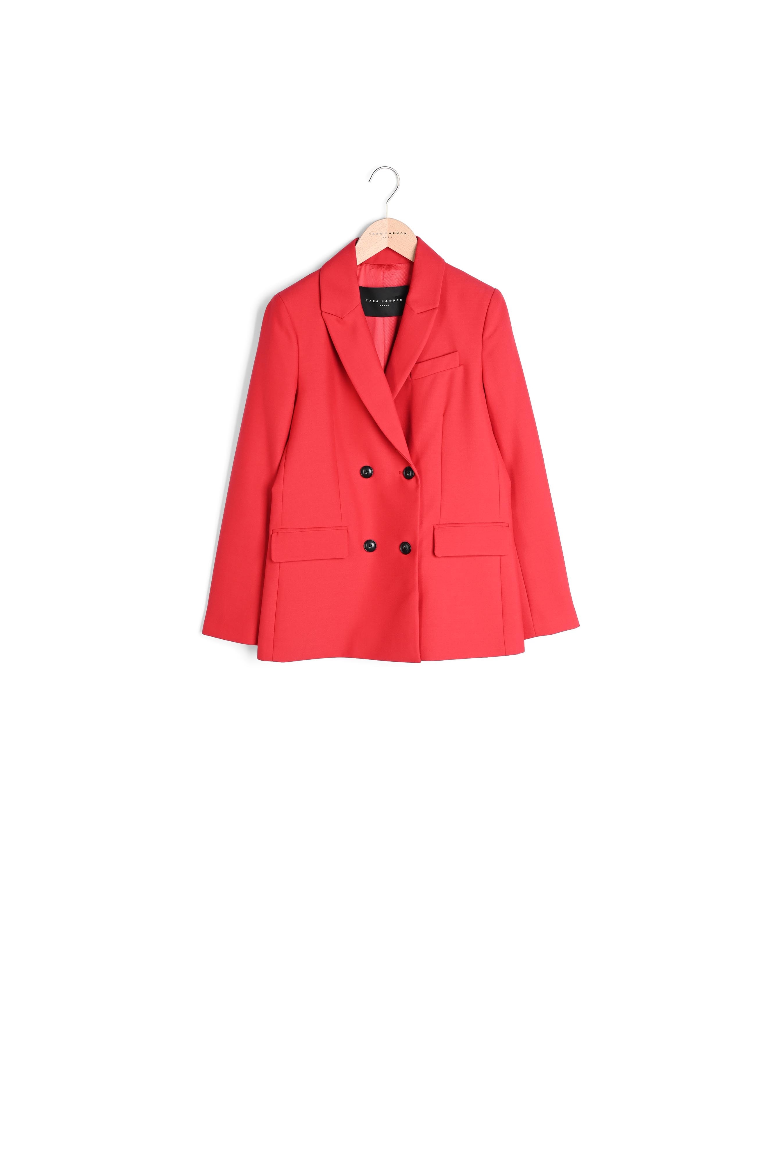 Veste Valentia rouge en laine froide Tara Jarmon seconde main photo 7