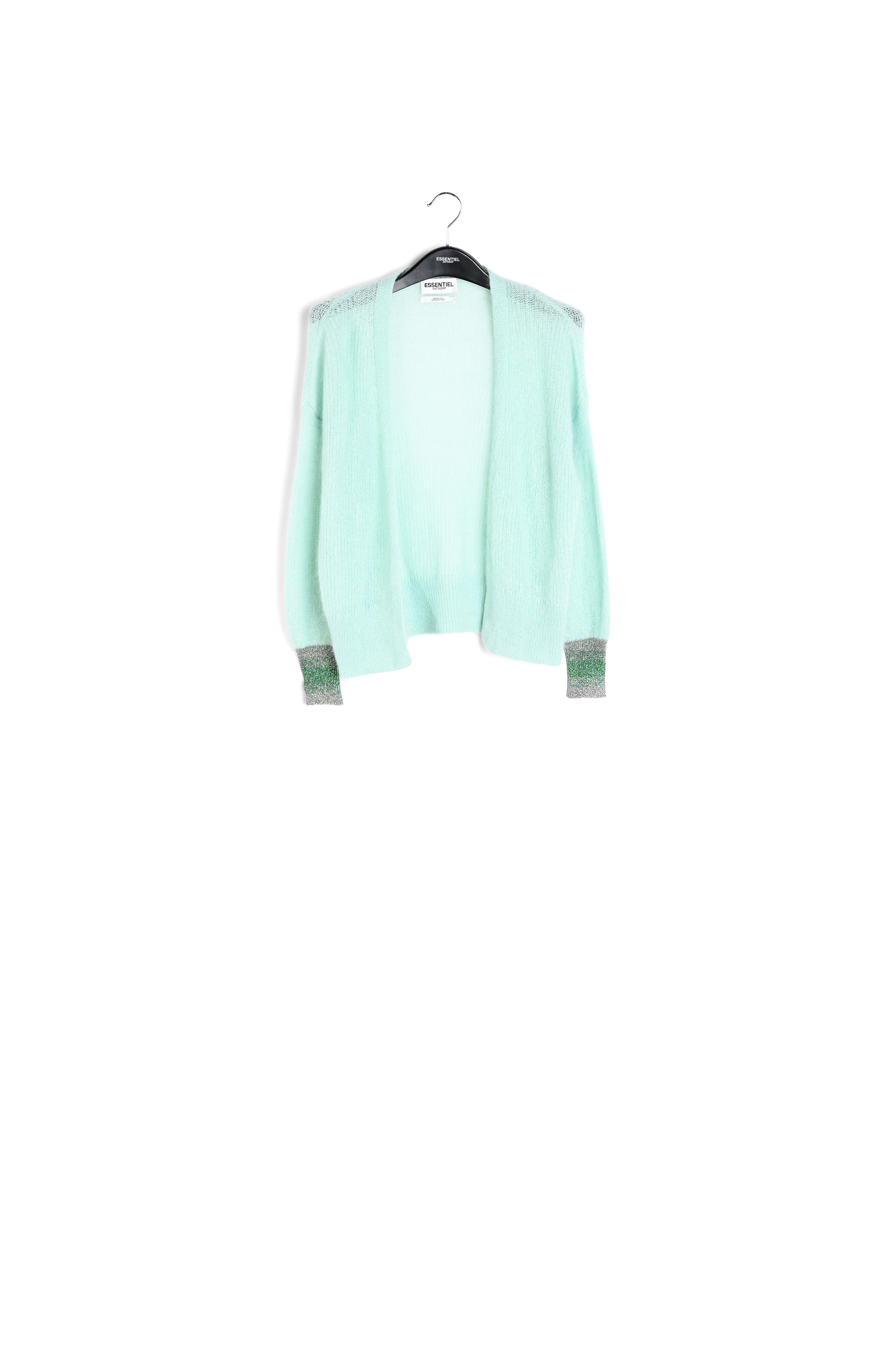 Mint green mohair-blend cardigan with metallic cuffs RE—SSENTIEL second-hand photo 1