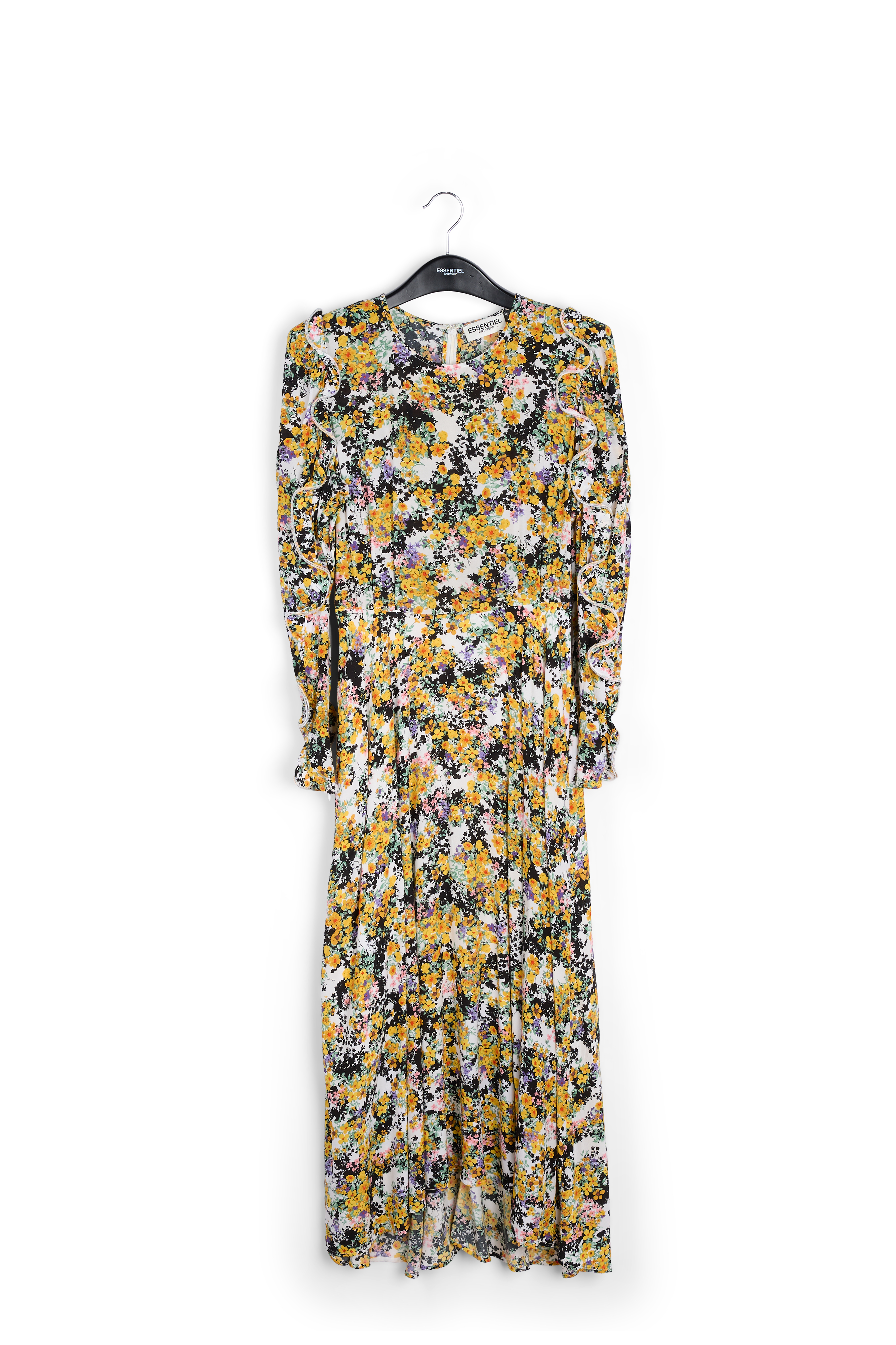 Robe maxi blanc cassé à fleurs avec ruches RE—SSENTIEL seconde main photo 1