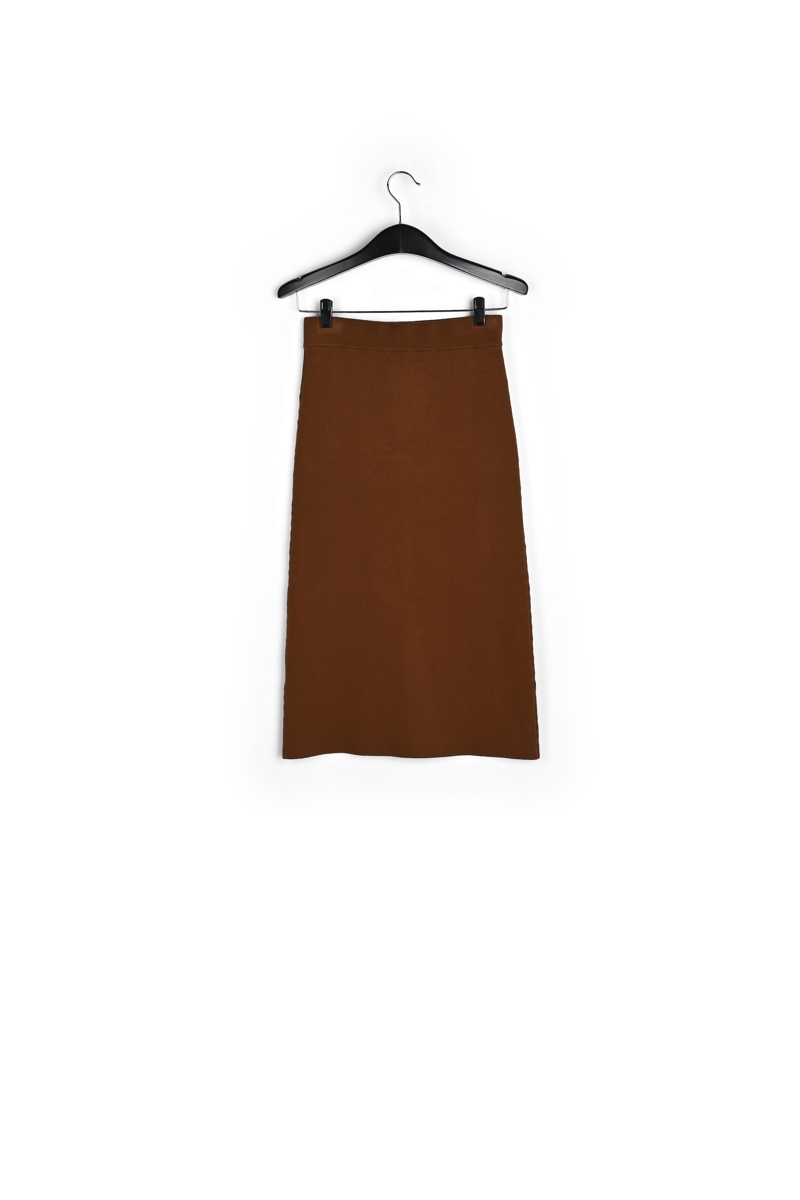 Jupe midi en tricot brun RE—SSENTIEL seconde main photo 2