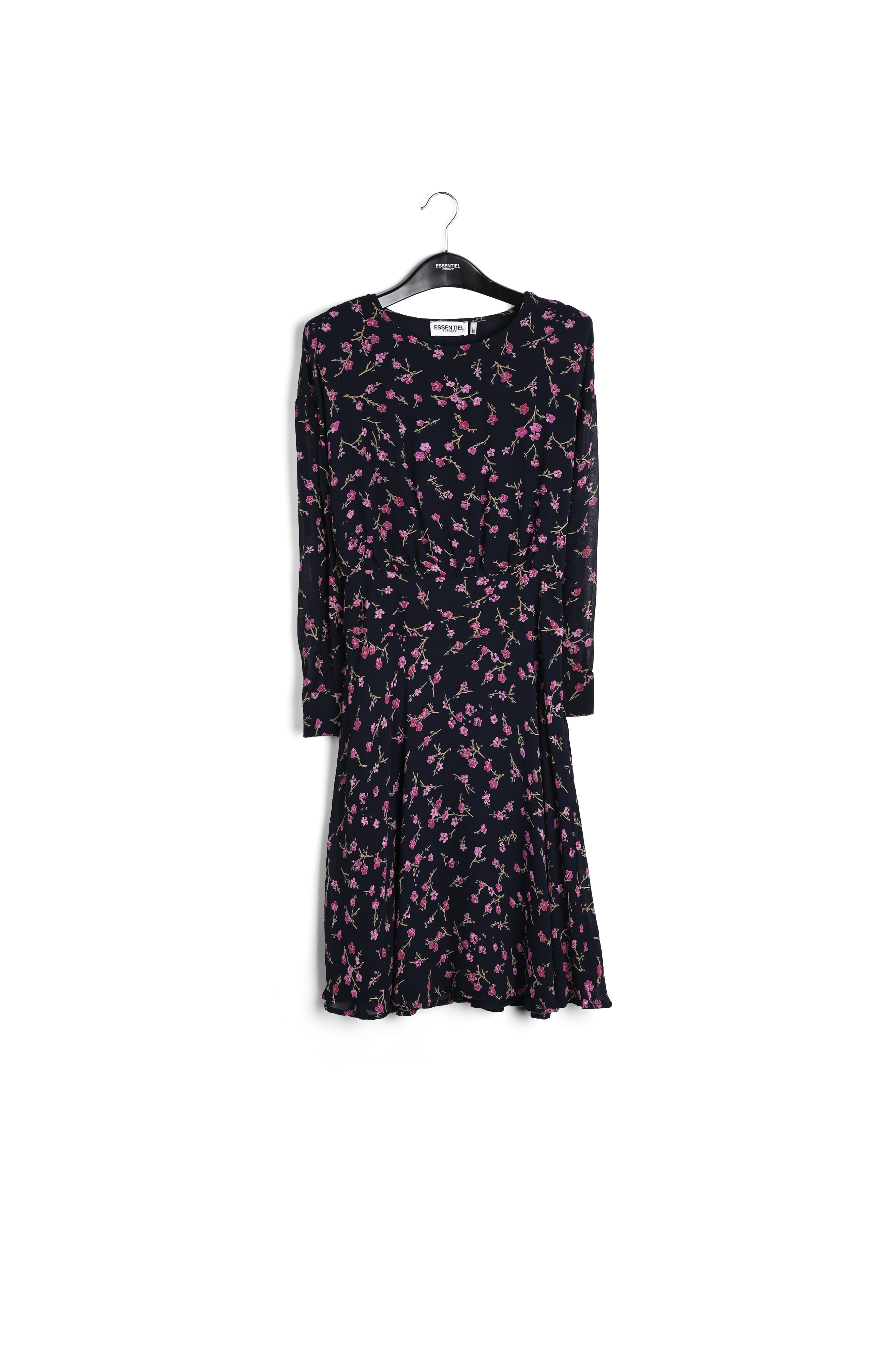 Robe florale bleue foncé avec fleurs de cerisier RE—SSENTIEL seconde main photo 1