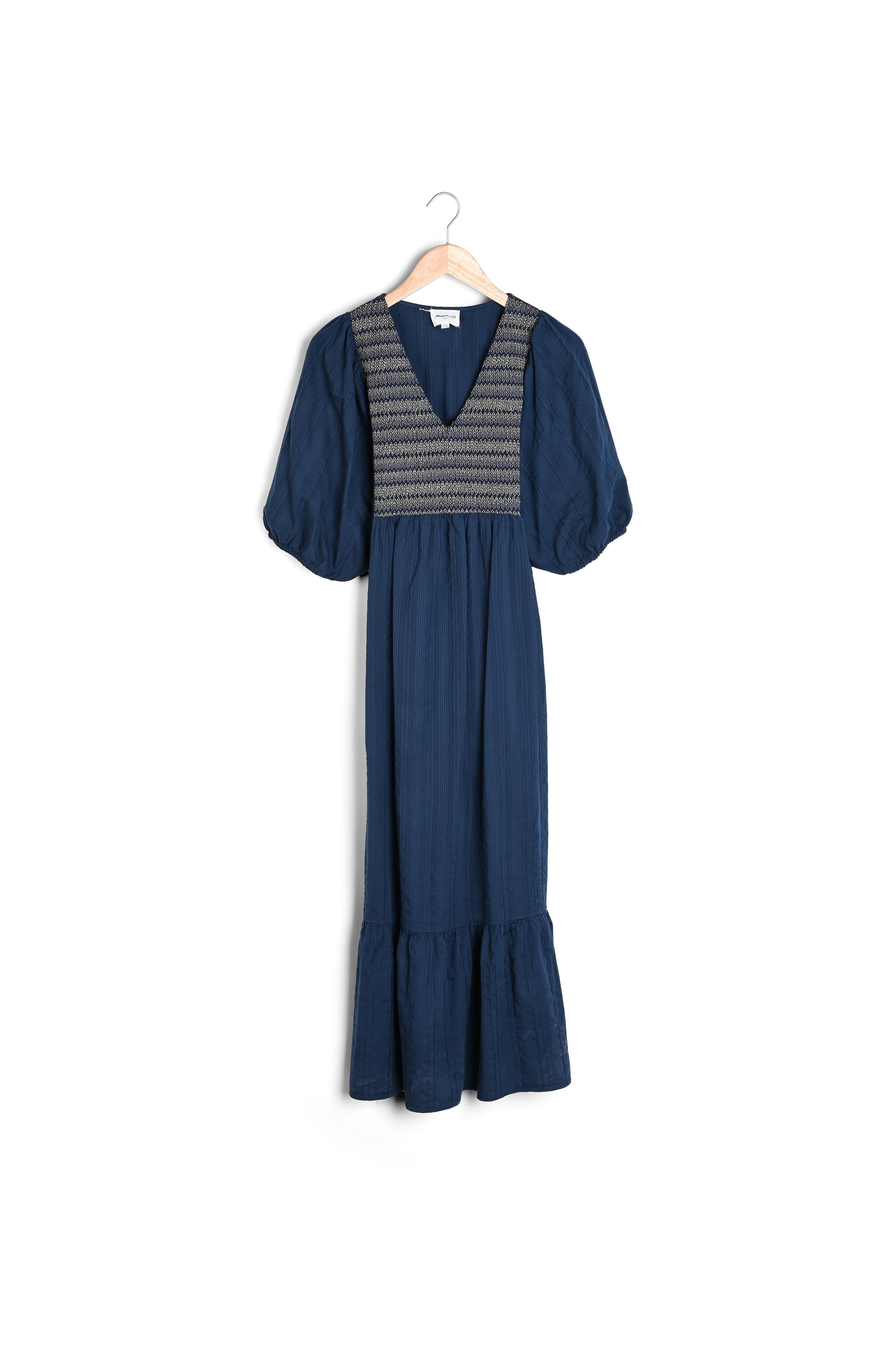 Photo produit Robe longue plastron brodé denim brut Hilda numéro 0