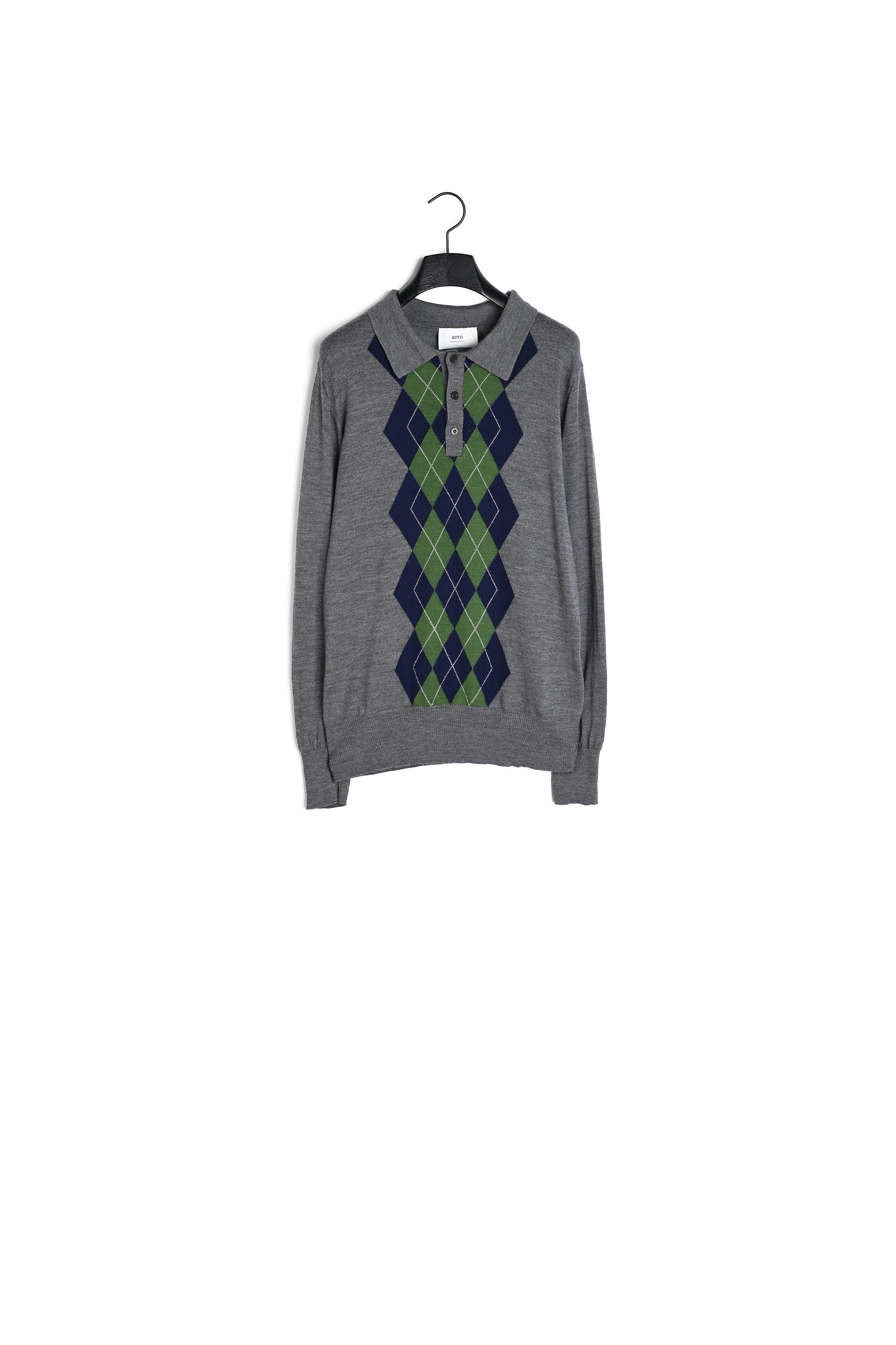 Gris chiné/marine/vert
