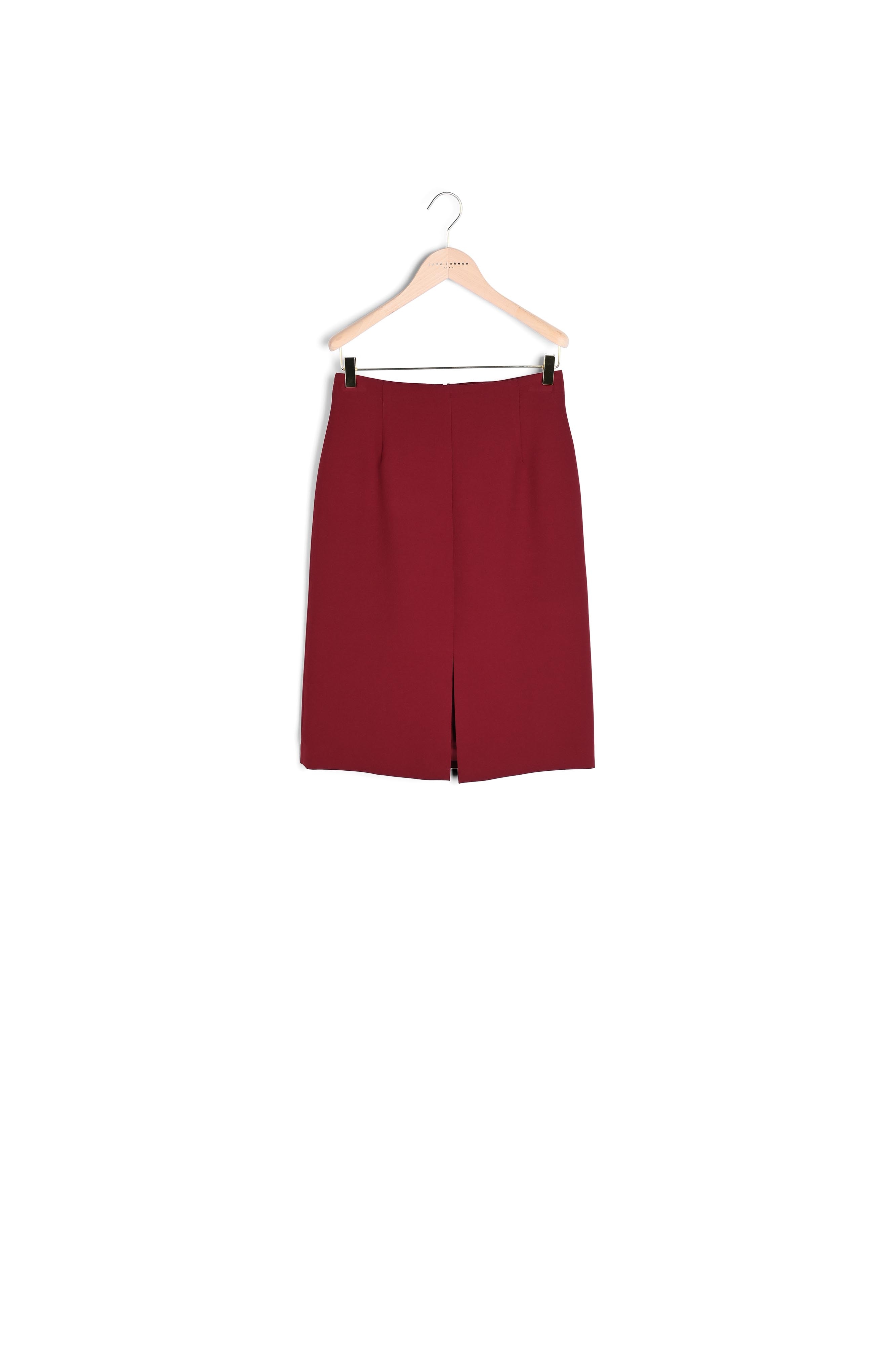 Jupe Johanne bordeaux mi-longue en toile gabardine Tara Jarmon seconde main photo 1