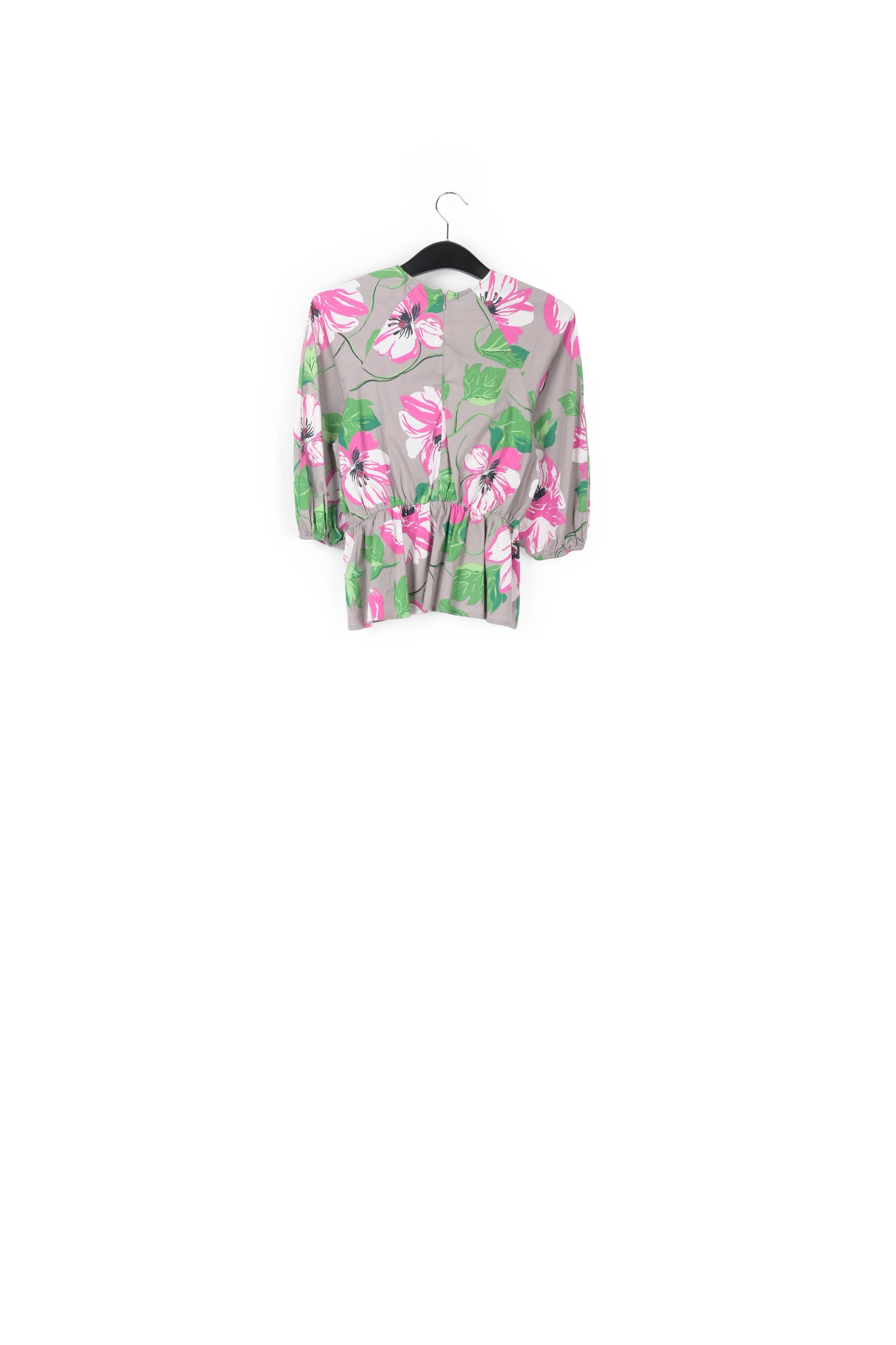 Grijze peplumtop van popeline met bloemen RE—SSENTIEL tweedehands photo 2