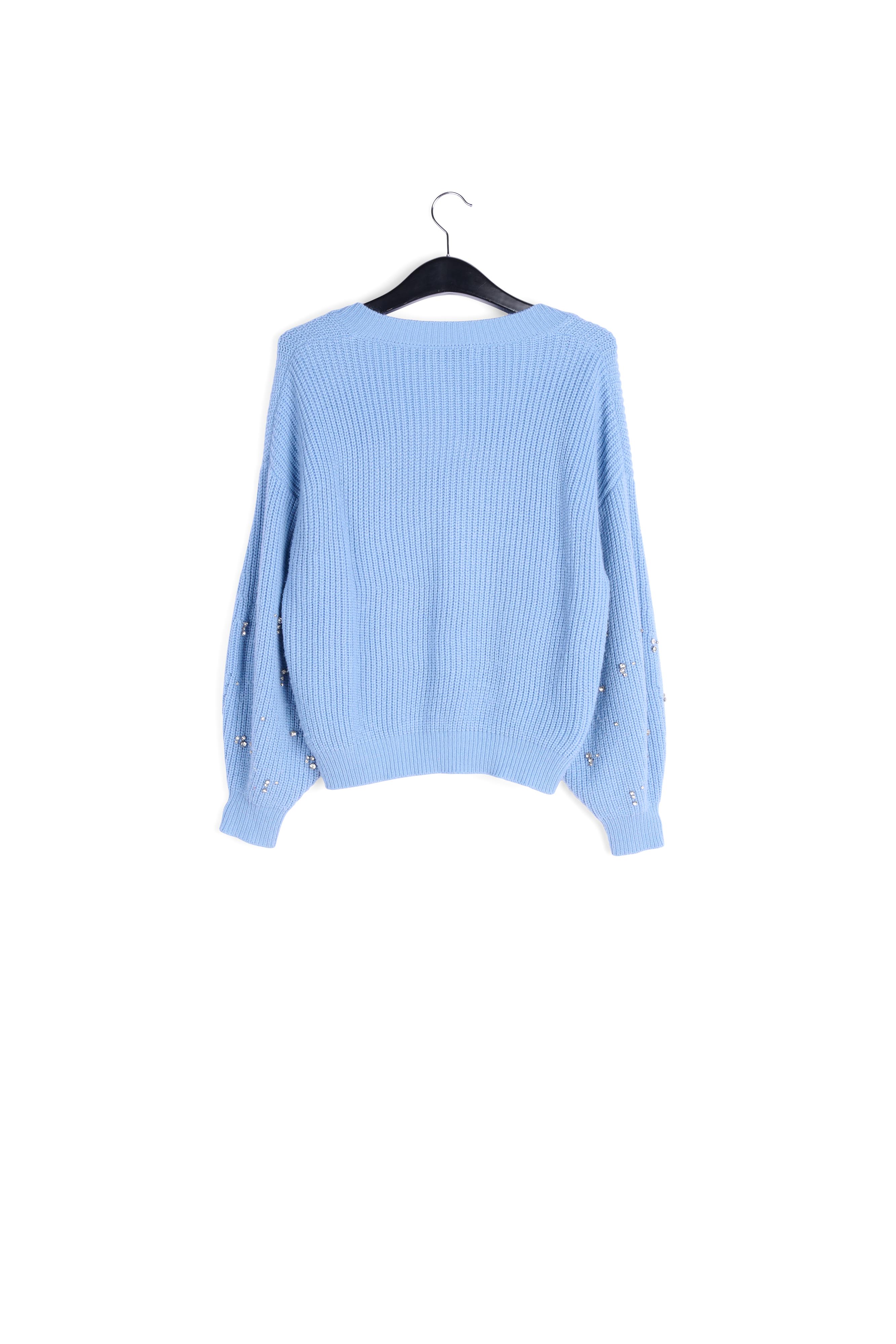 Pull bleu clair à strass RE—SSENTIEL seconde main photo 2