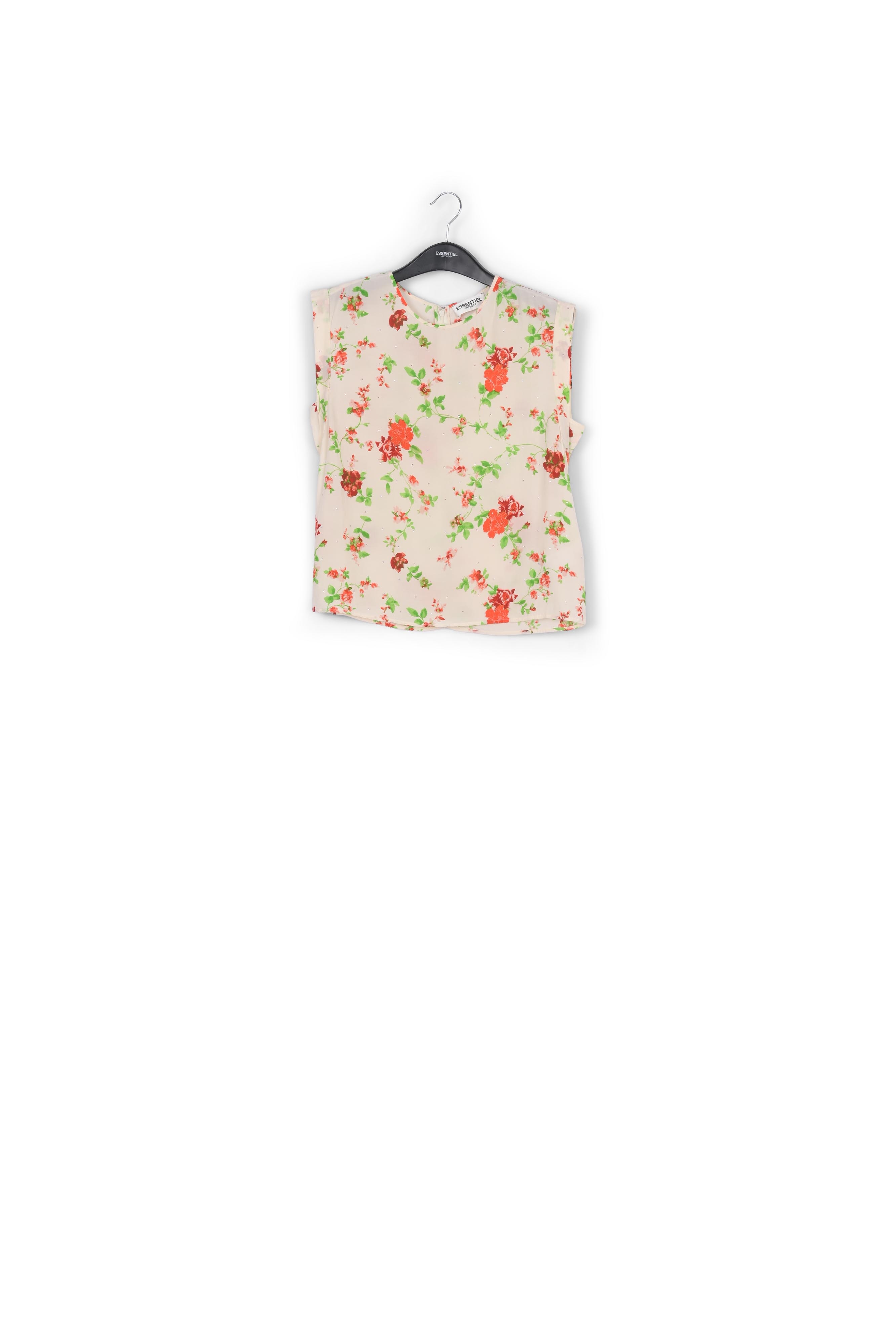 Top blanc cassé à fleurs avec strass RE—SSENTIEL seconde main photo 1