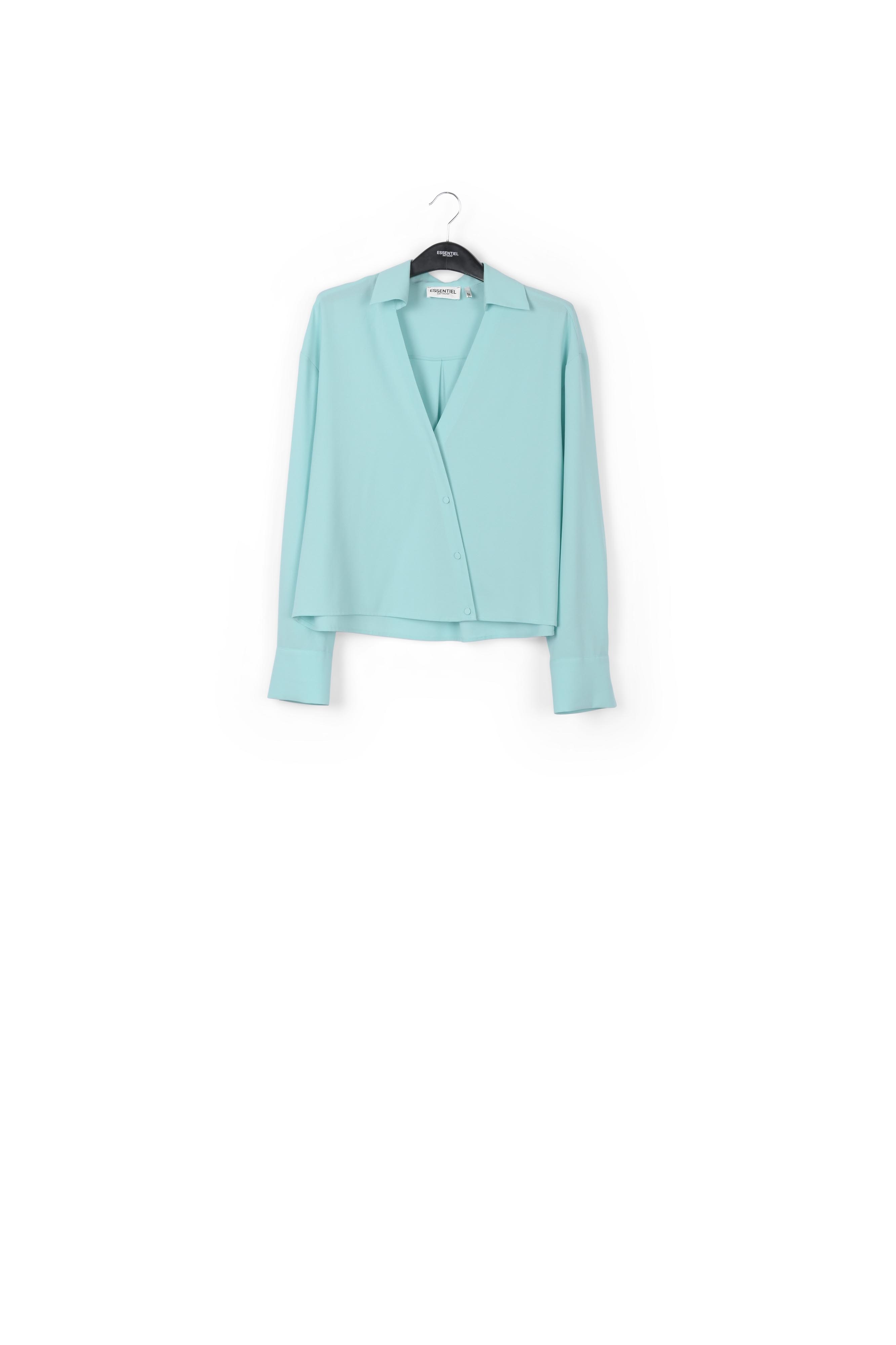 Chemise turquoise à encolure v RE—SSENTIEL seconde main photo 1