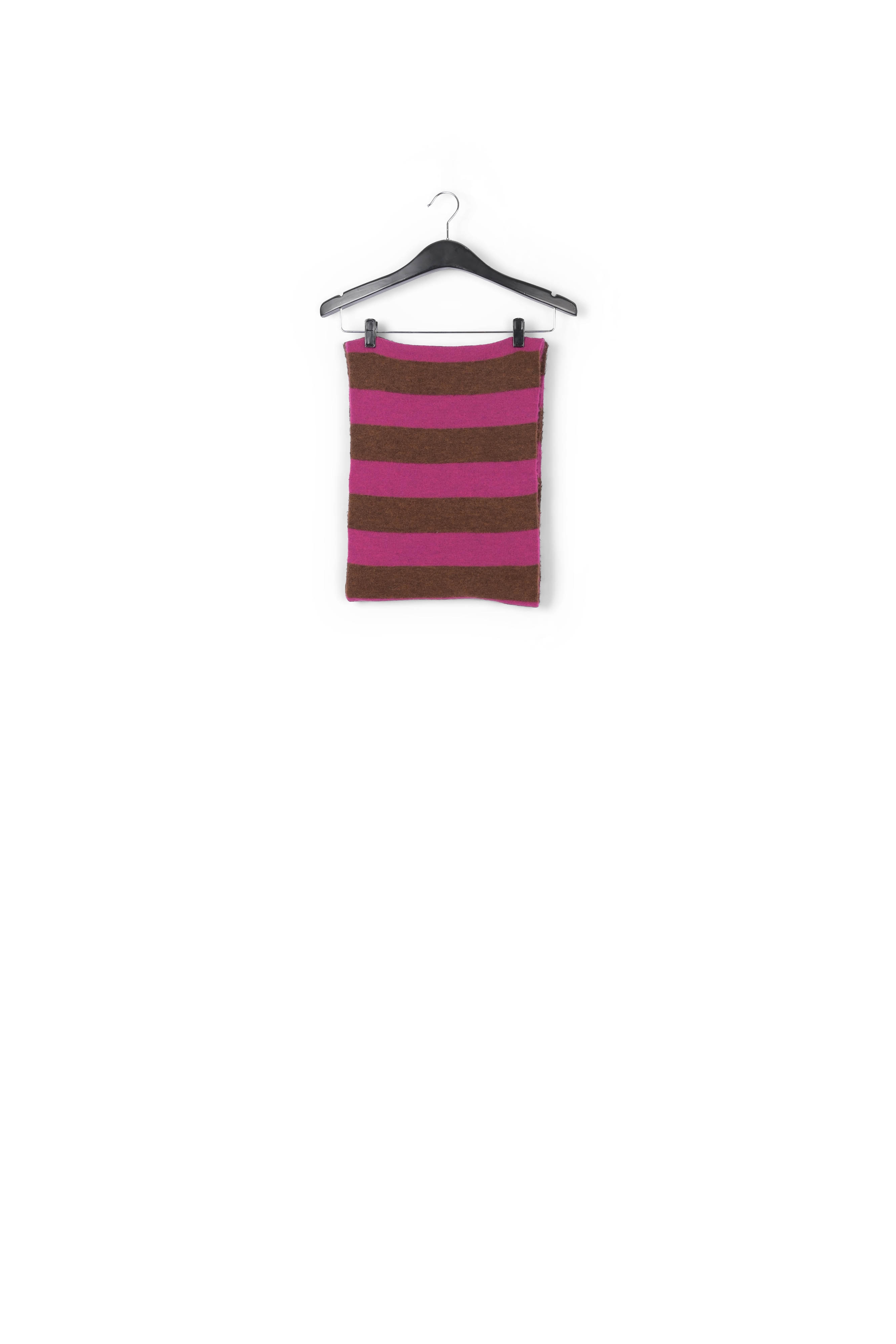 Sjaal met bruin en fuchsia streepmotief RE—SSENTIEL tweedehands photo 6
